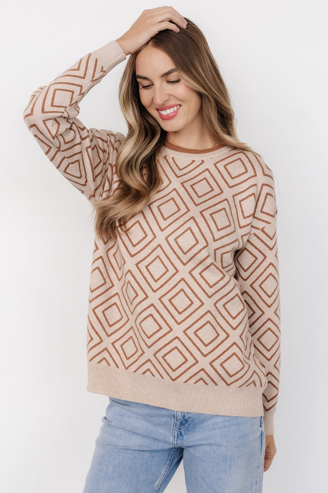 Asther Diamond Sweater | Oatmeal + Camel Latest Collections Cheap Pice