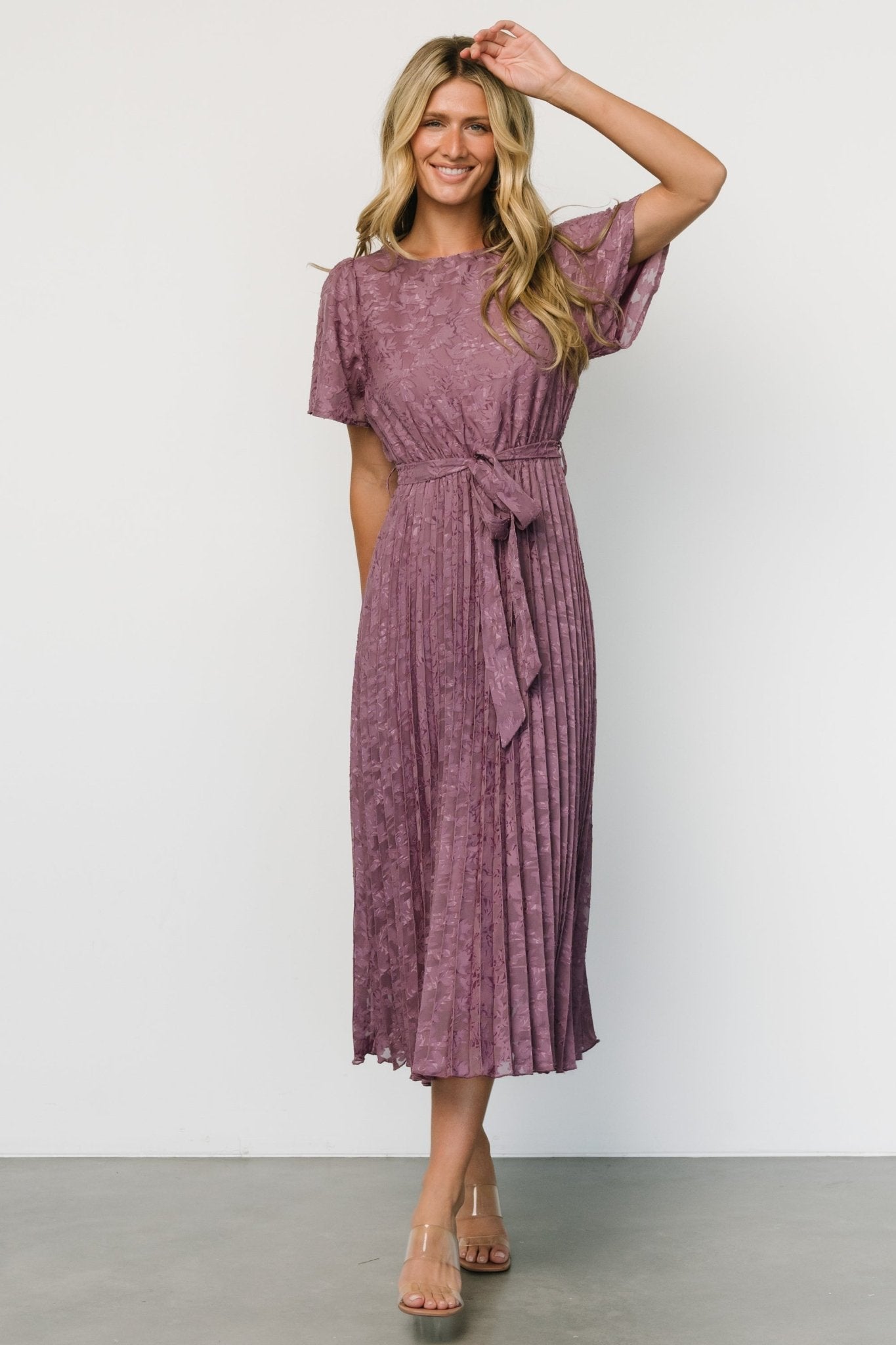 Mindy Pleated Dress | Vintage Plum Cheap View