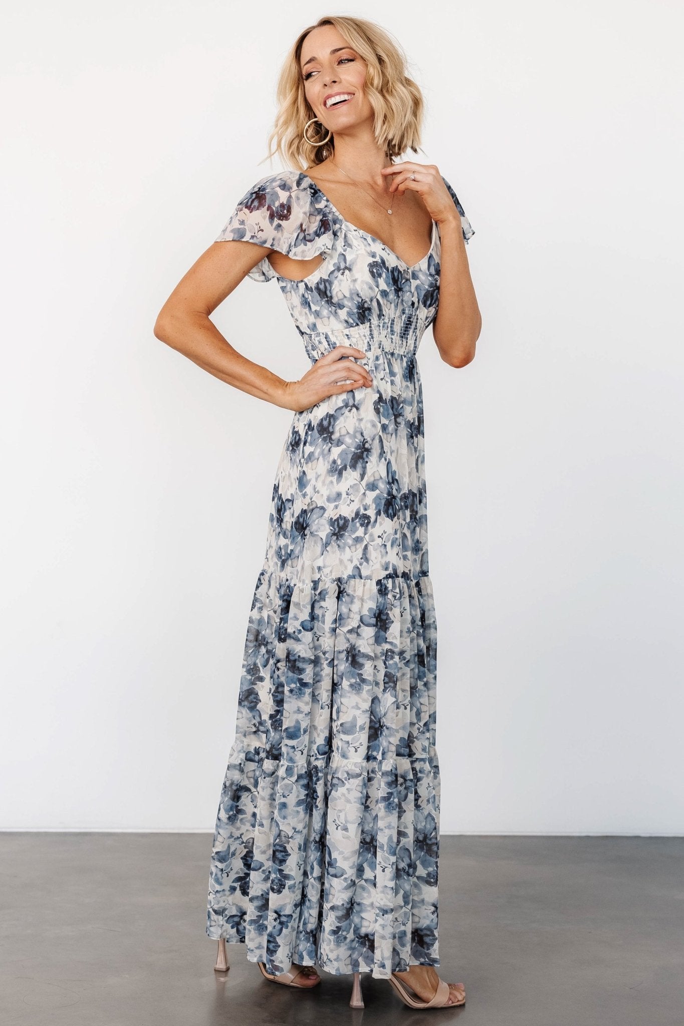 Genevive Maxi Dress | Cream + Blue Floral Buy Cheap Pice