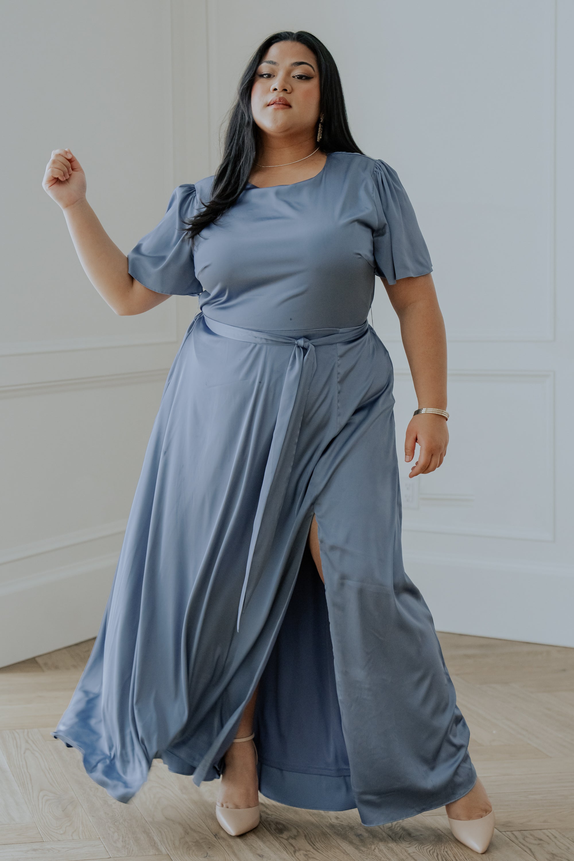 Agnes Satin Maxi Dress | Whisper Blue Sale Explore