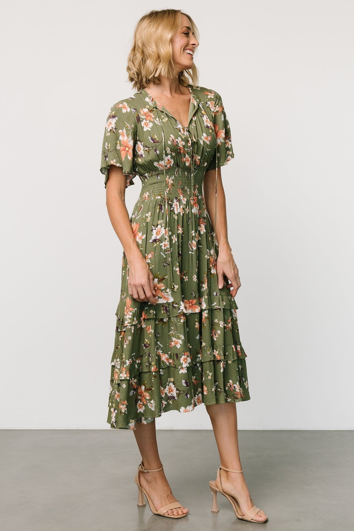 Spell Boho Midi Dress | Olive Floral Top Quality Online