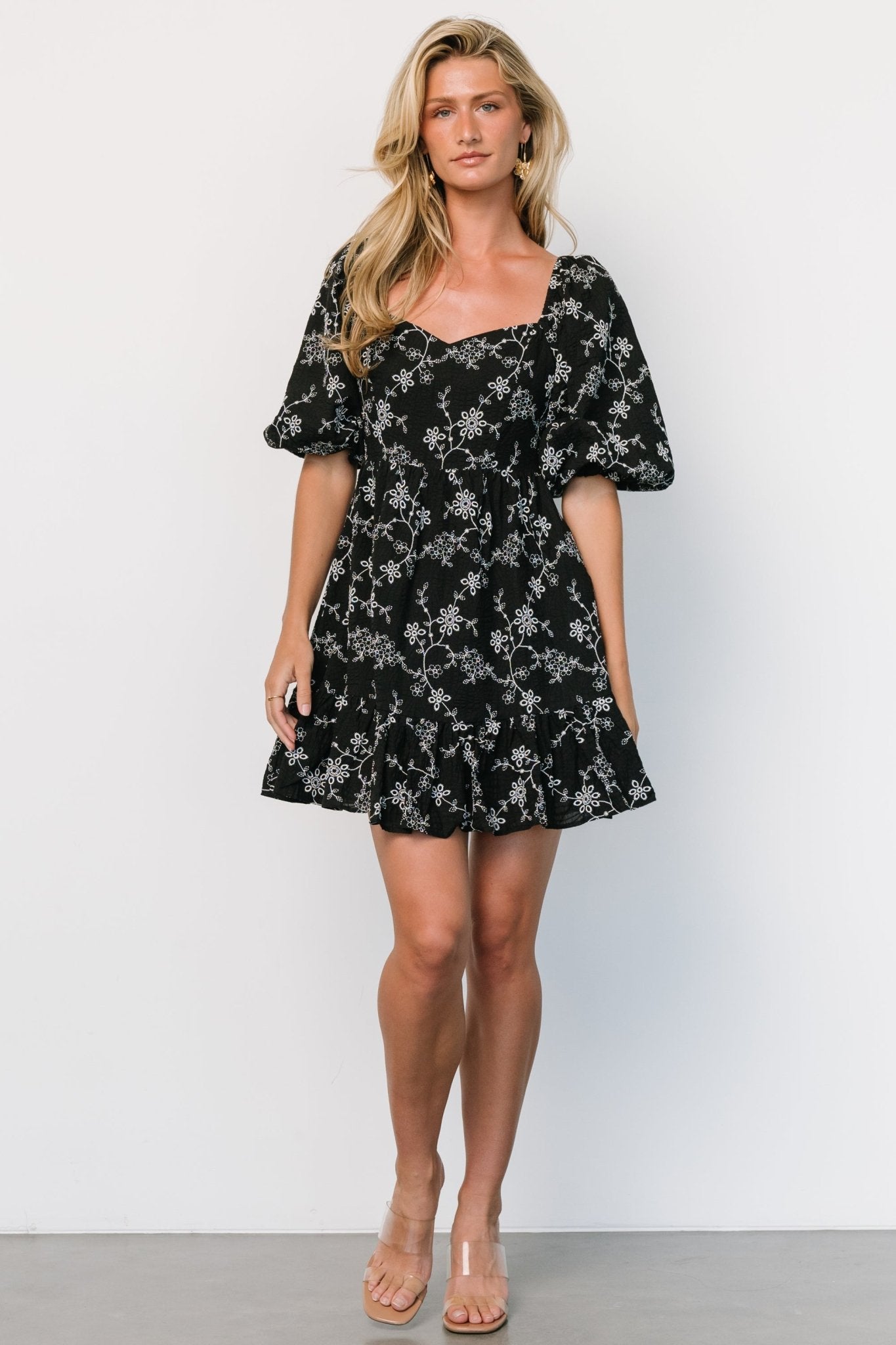 Serres Eyelet Mini Dress | Black + White Clearance Amazing Pice