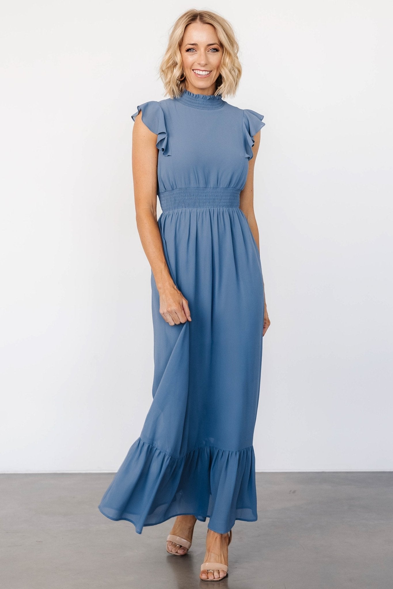 Kearny Ruffle Maxi Dress | Whisper Blue Find Great For Sale