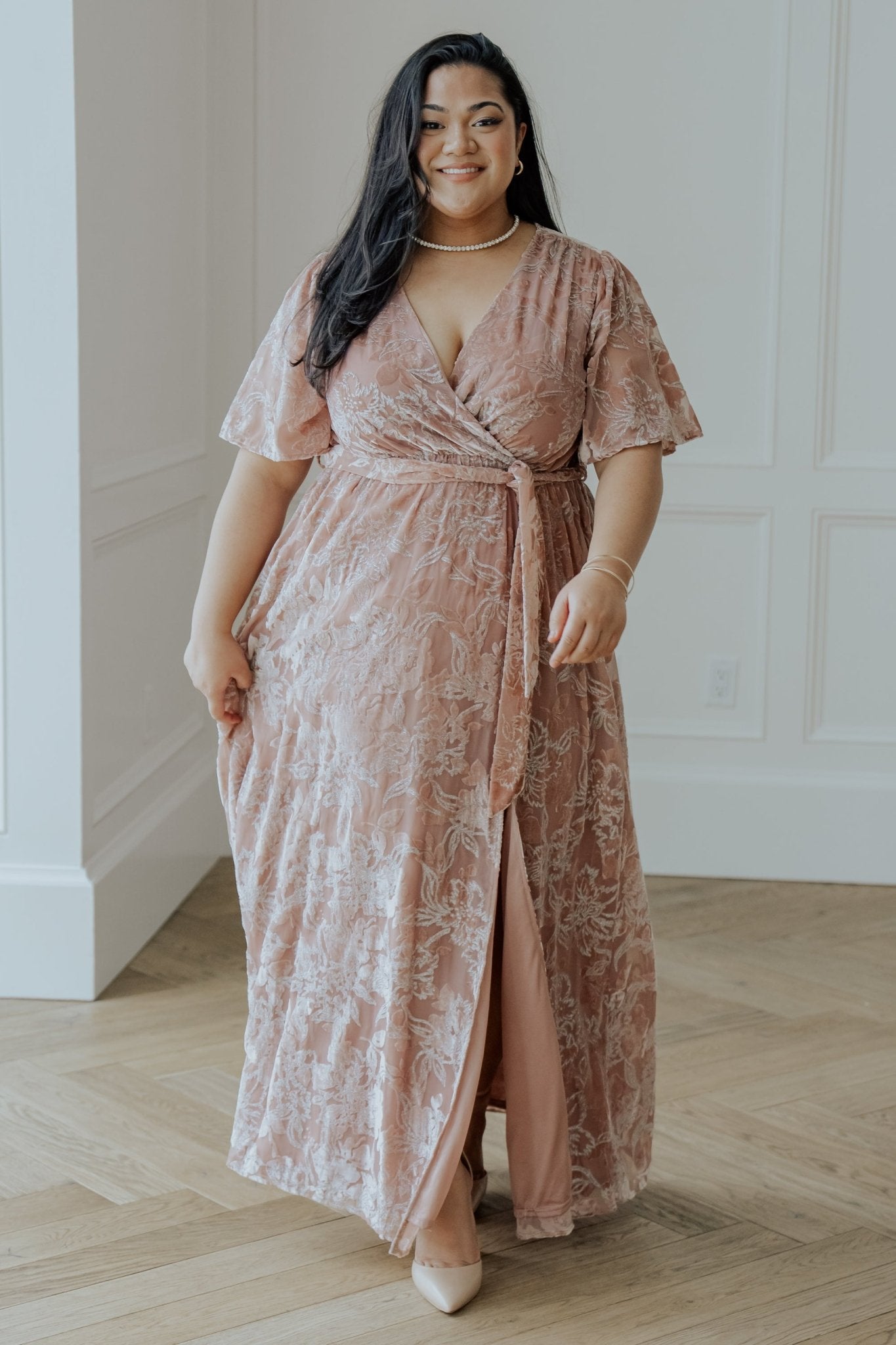 Uma Velvet Maxi Dress | Blush + Silver Sale Cheap Pice