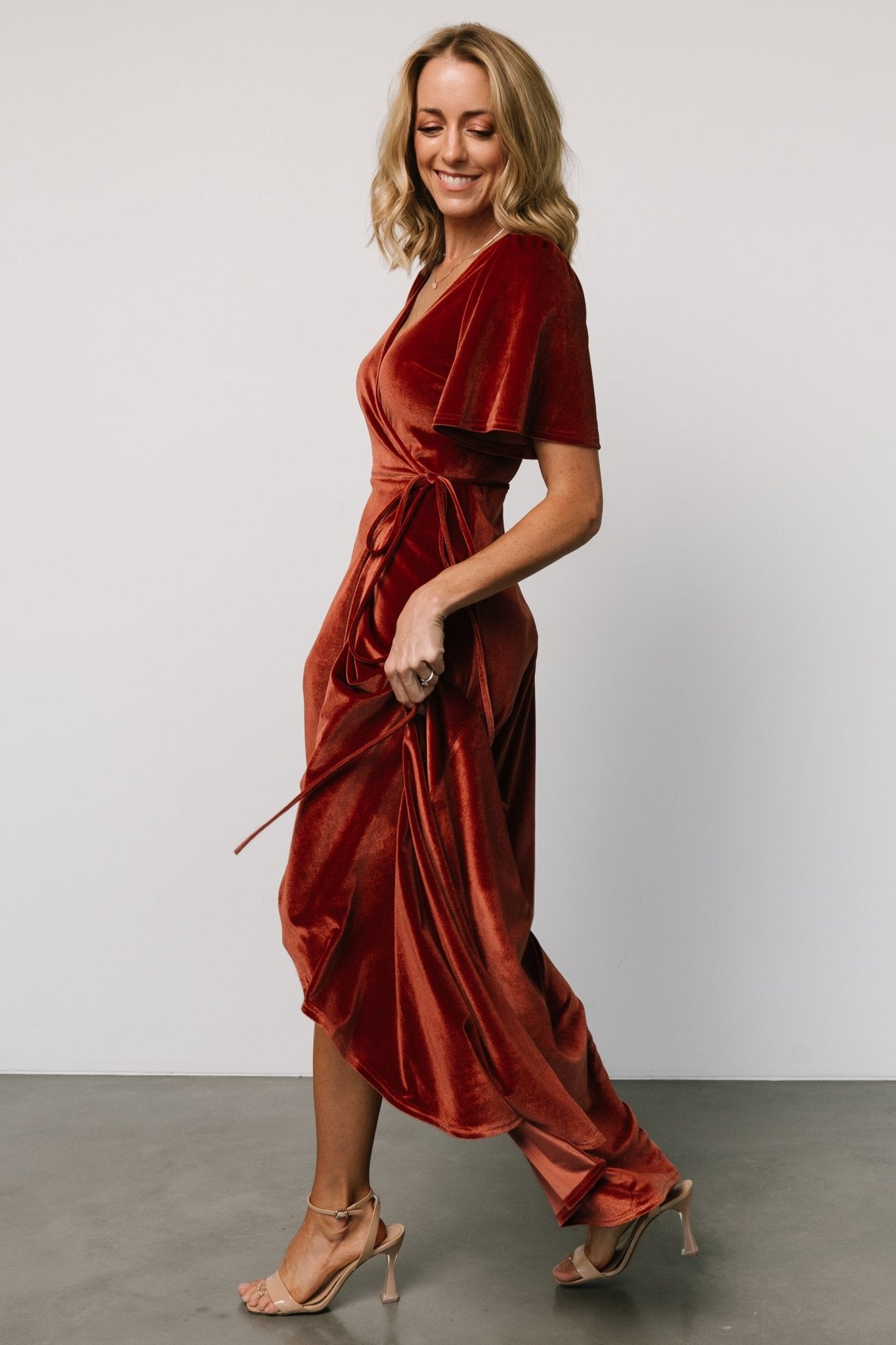 Katelyn Velvet Maxi Wrap Dress | Cinnamon Cheap Amazon