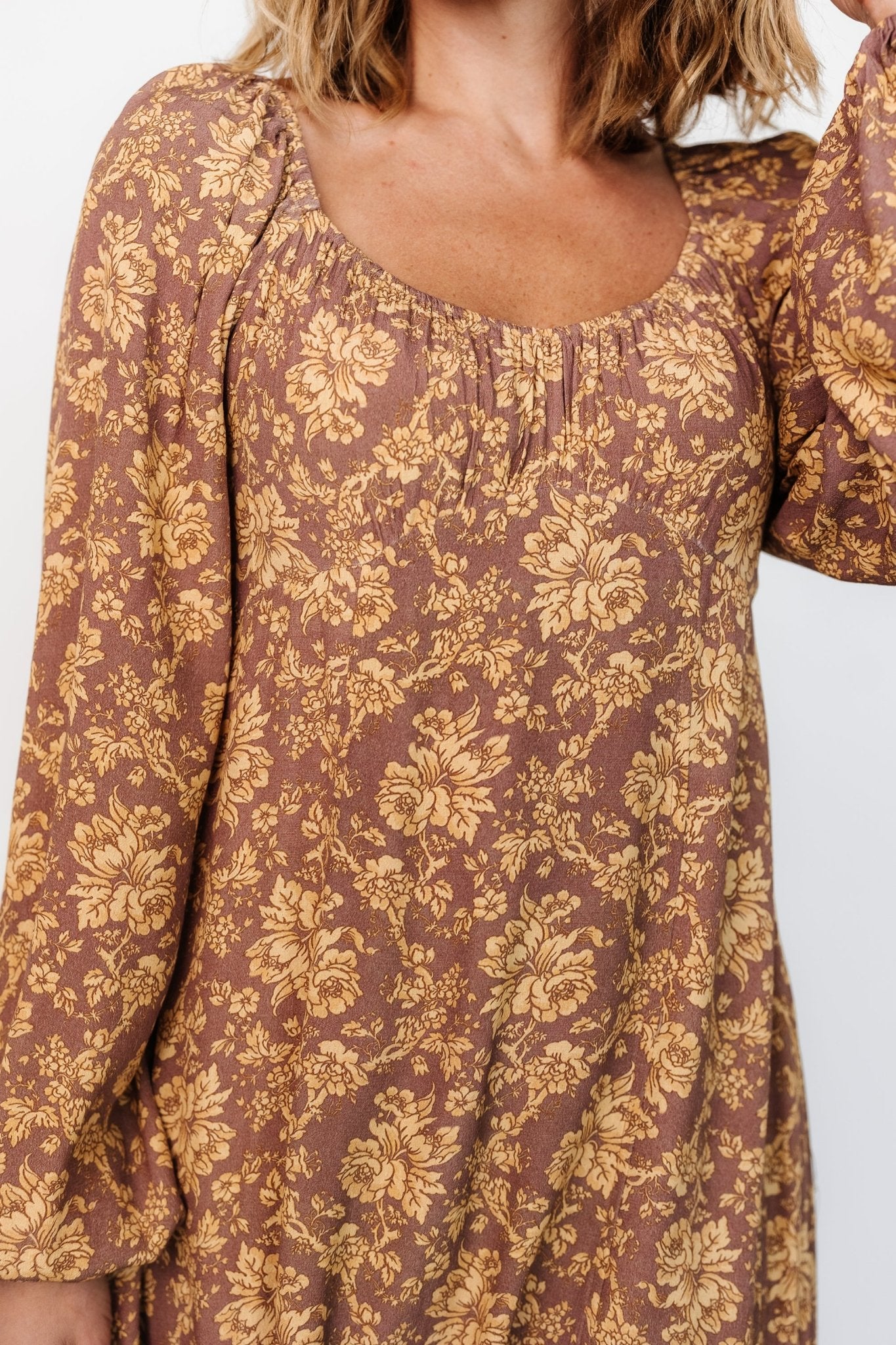 McKinney Dress | Brown + Gold Floral Clearance Get To Buy