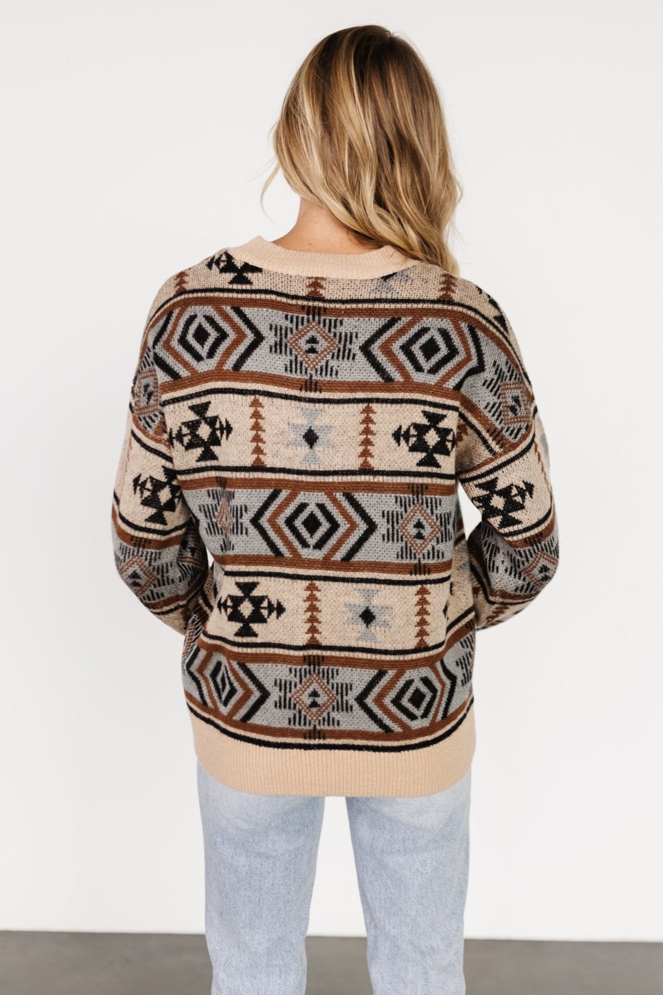 Conrad Knit Sweater | Tan Multi Print Outlet Big Discount