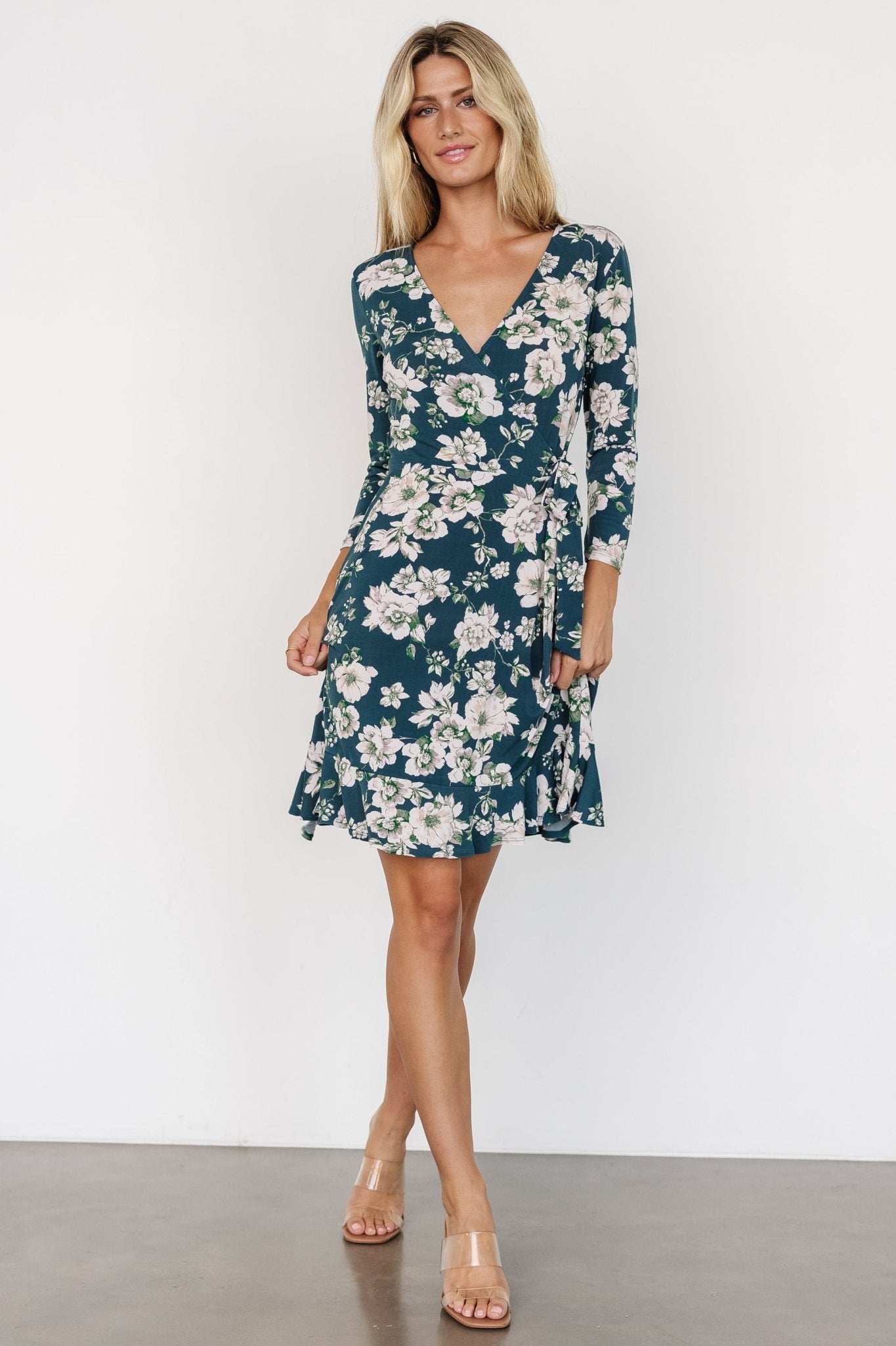 Declan Short Dress | Dark Green Floral For Sale