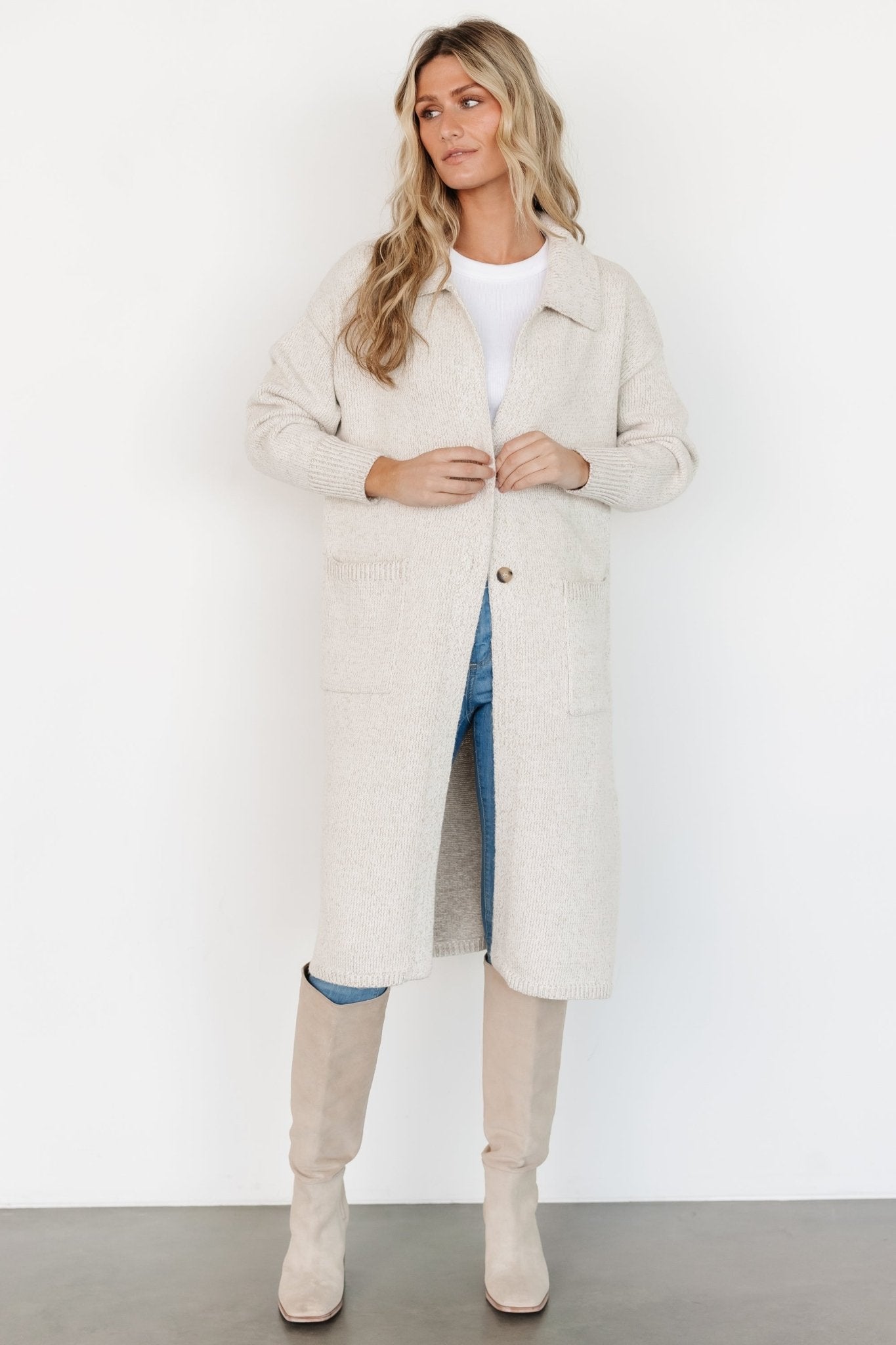 Ontario Long Button Cardigan | Oatmeal Cheap Sale Amazon