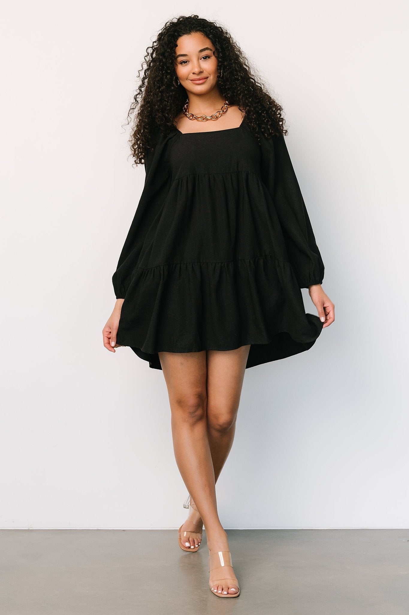 Selena Tiered Mini Dress | Black Pre Order Online