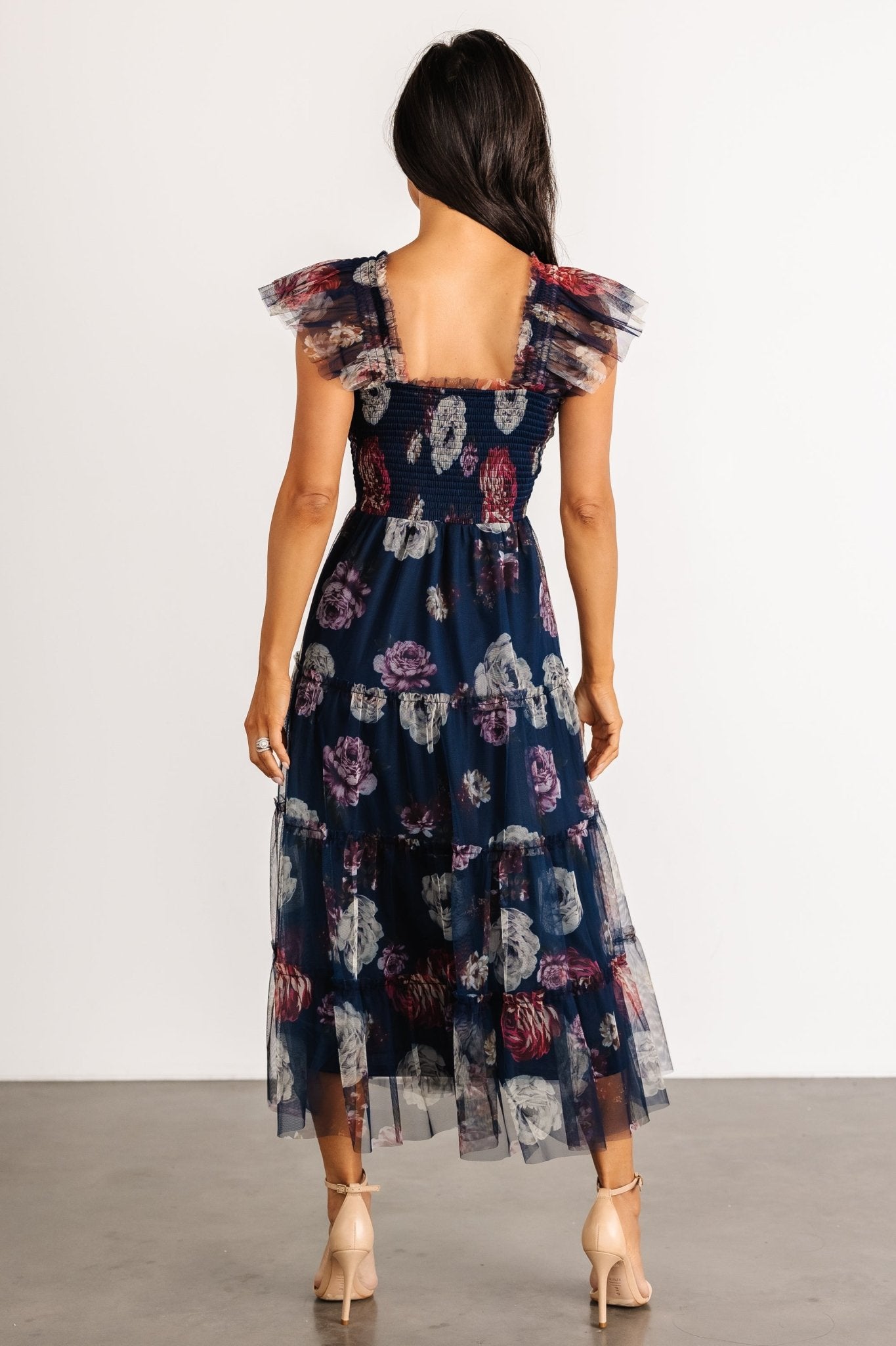 Clementine Tulle Midi Dress | Navy Floral Shop For