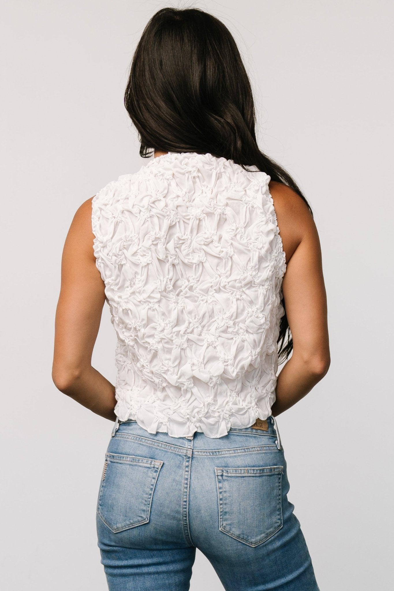 Wyn Textured Tank Top | White Outlet Affordable