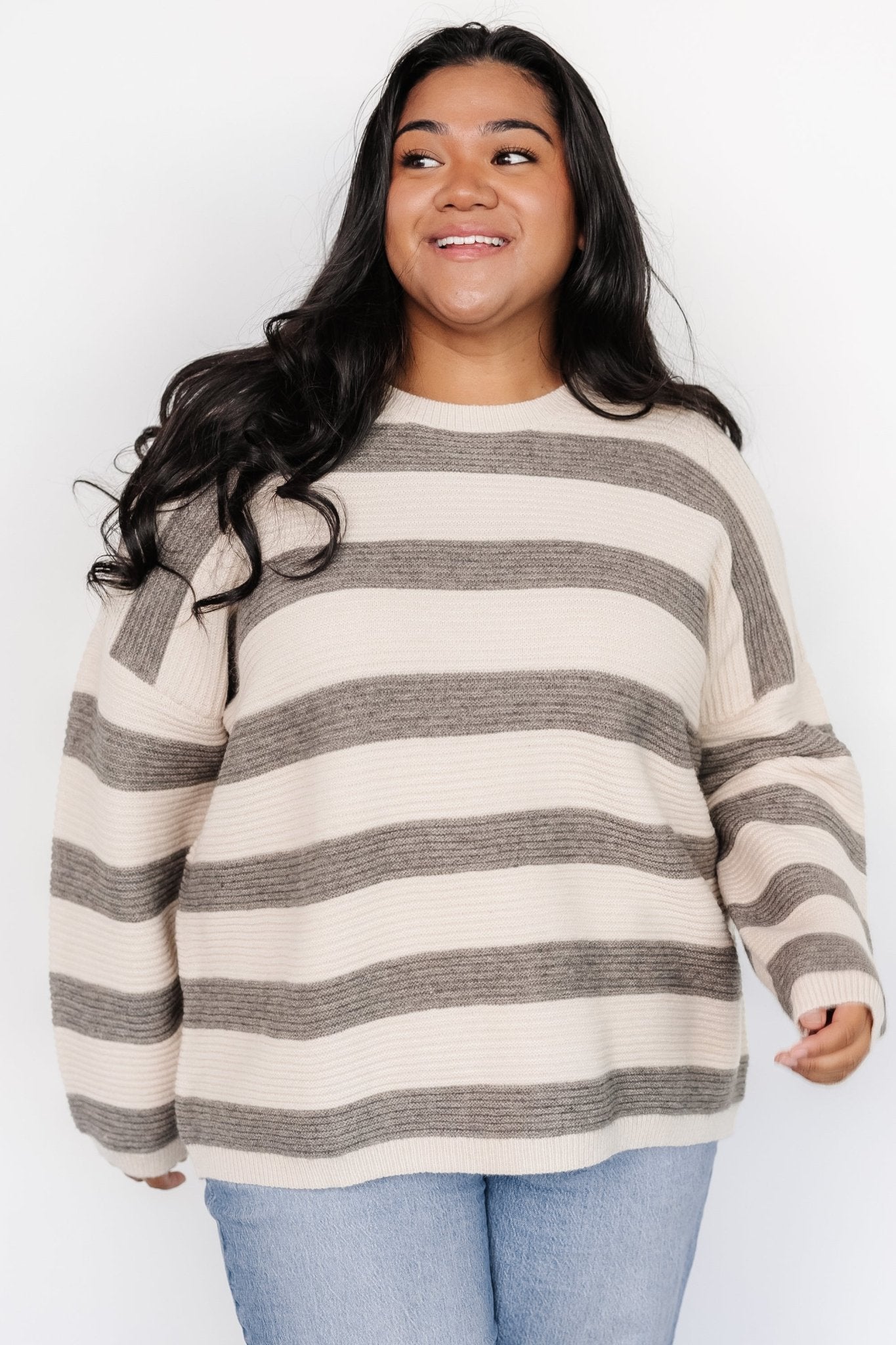 Ellington Knit Sweater | Cream + Gray Outlet Low Pice