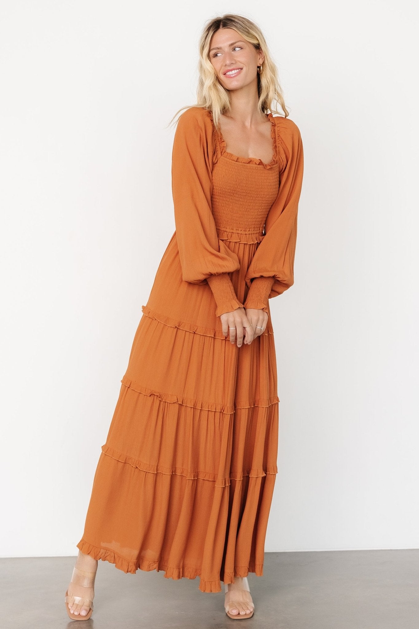 Lana Smocked Maxi Dress | Camel Free Shipping Cheap Real