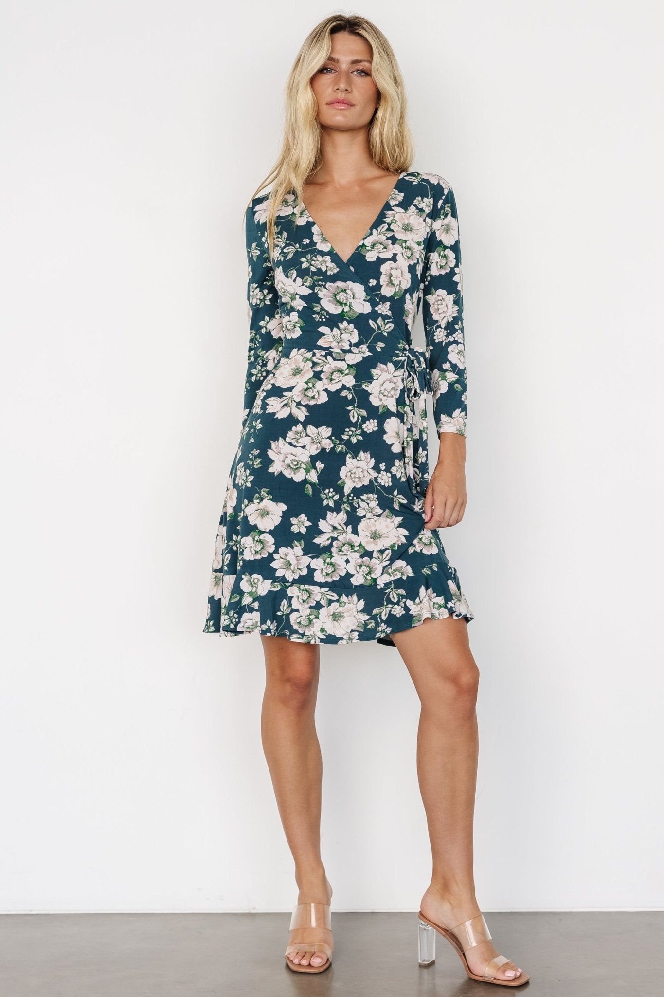 Declan Short Dress | Dark Green Floral For Sale