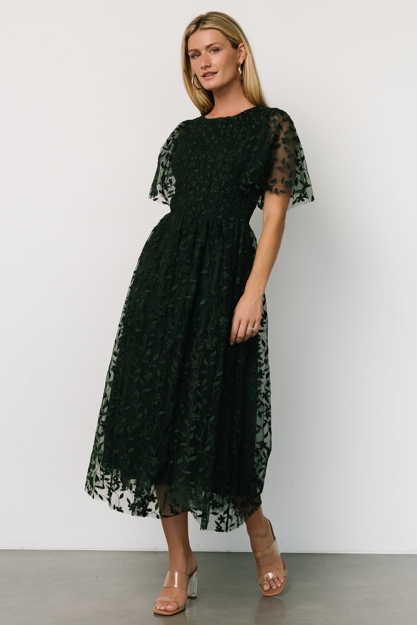 Kendra Embroidered Dress | Dark Green With Paypal Online