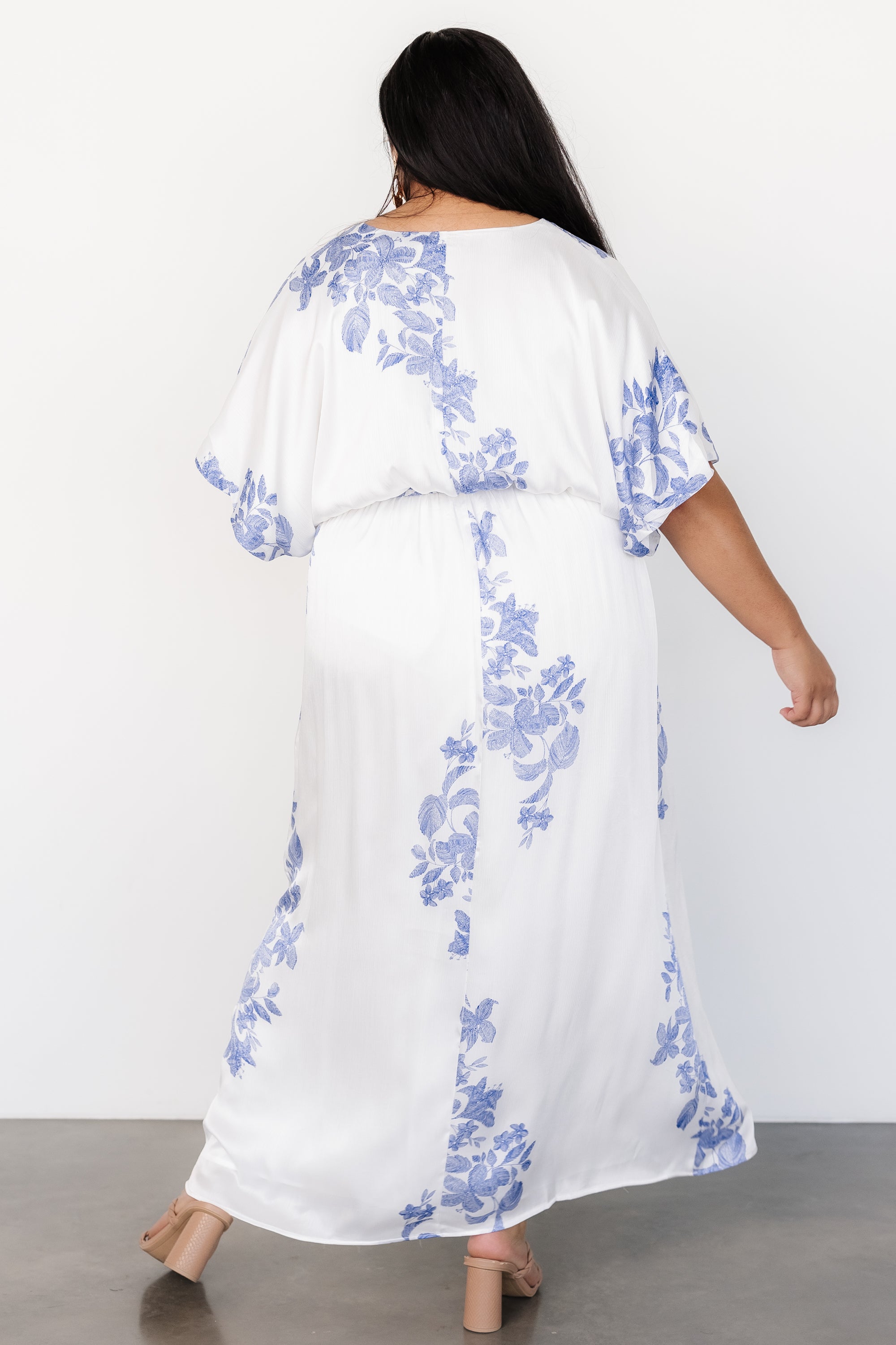 Florina Kimono Maxi Dress | White + Blue Pay With Visa Sale Online