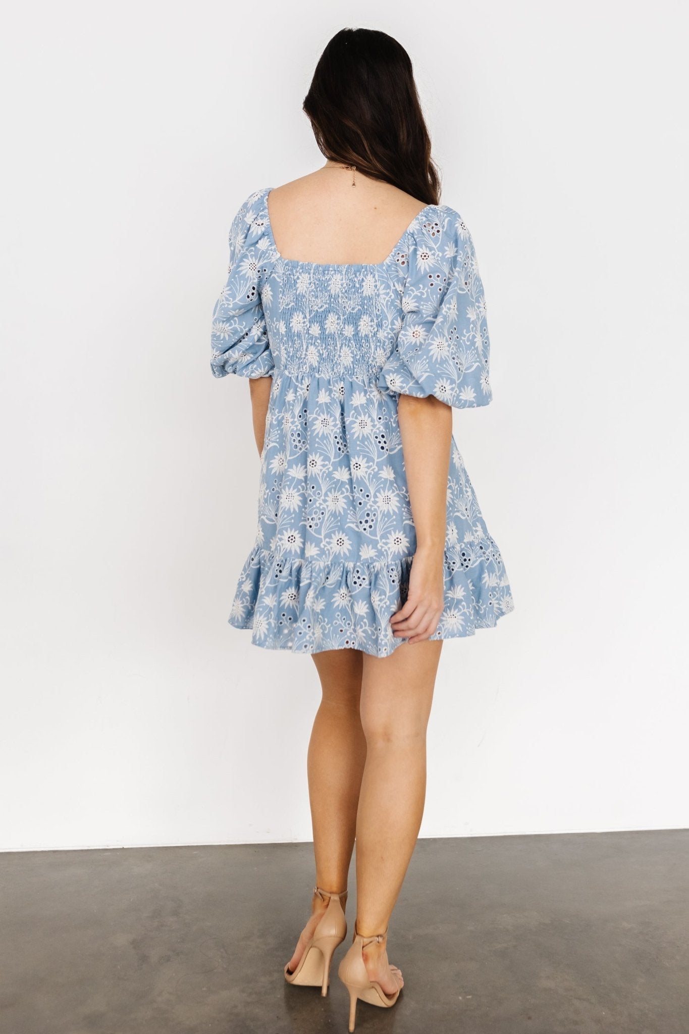 Serres Eyelet Mini Dress | Blue Floral Amazing Pice