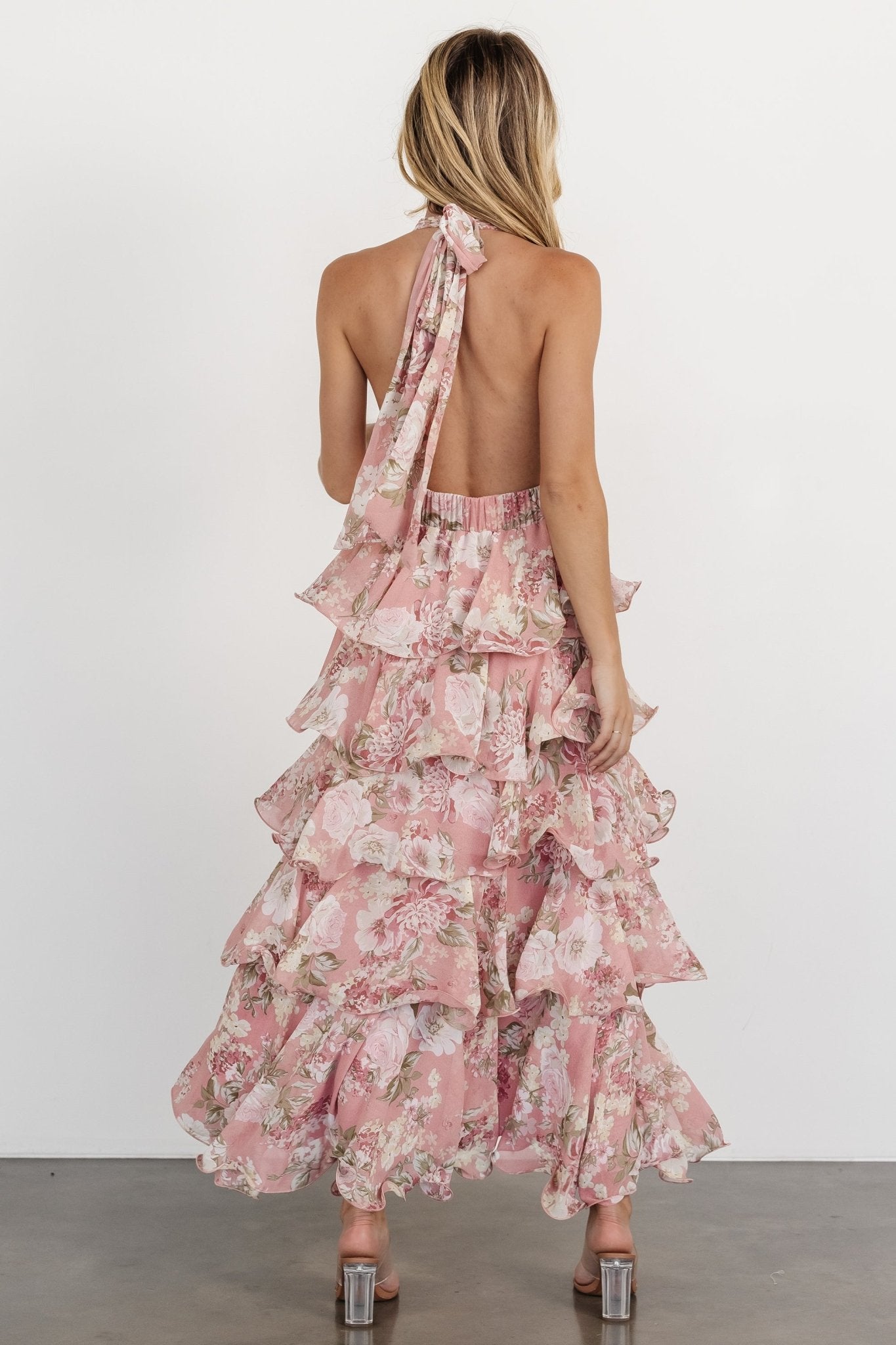 Jesslyn Open Back Tiered Maxi Dress | Blush Floral Discount For Cheap