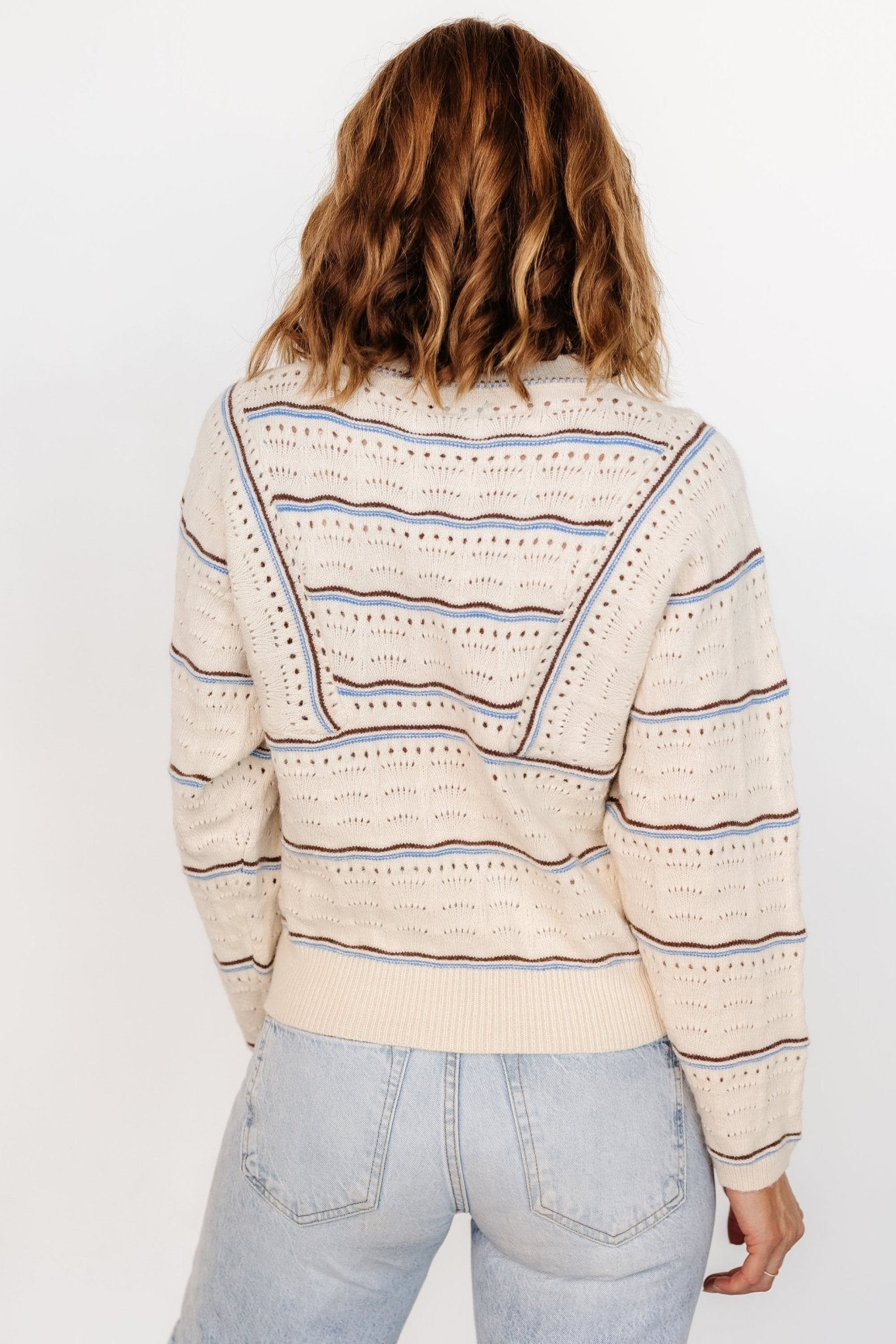 Rhya Knit Sweater | Cream + Blue Cheap Sale 2025 New