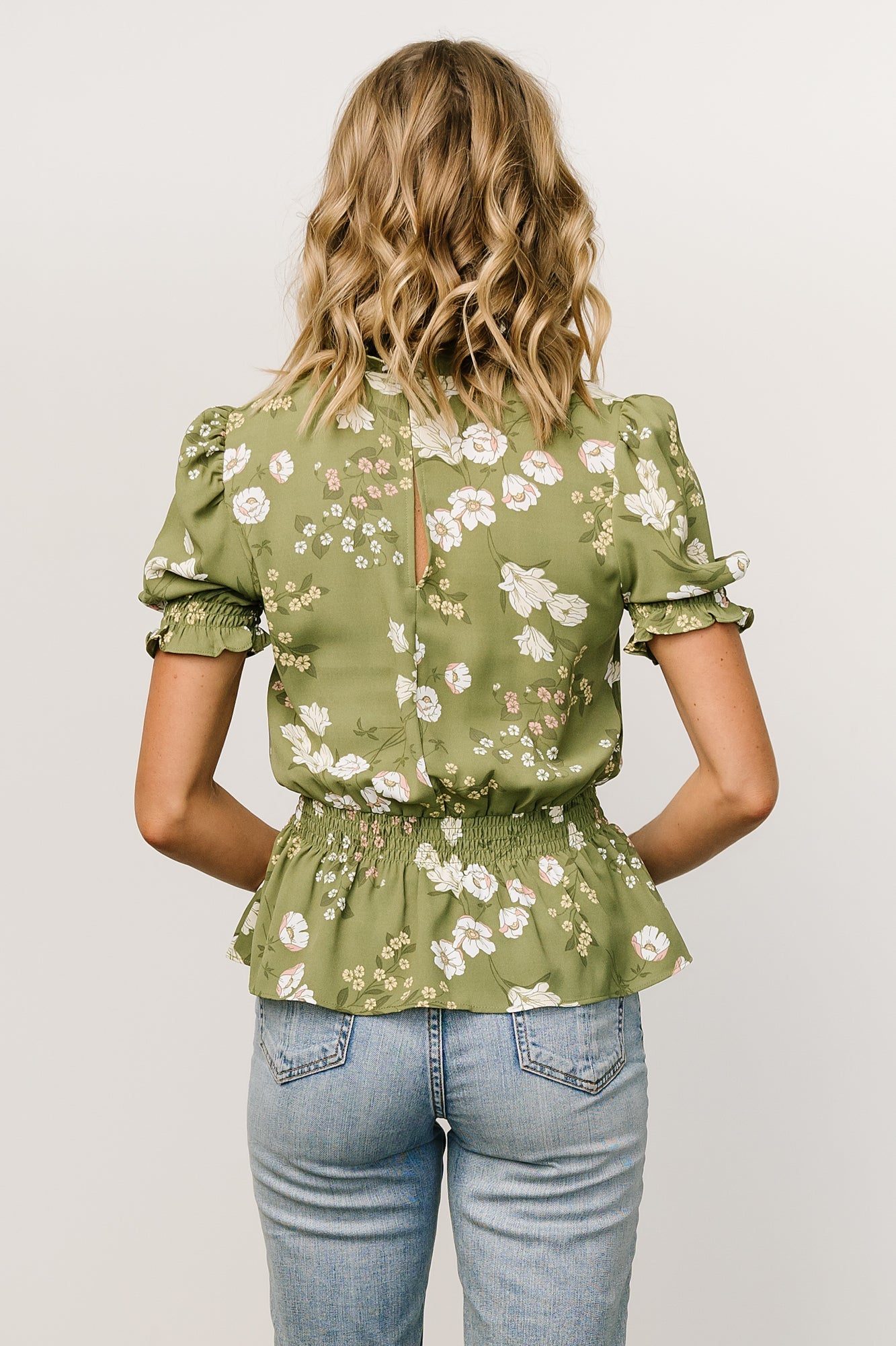 Beth Peplum Top | Olive Floral Sale Best Sale