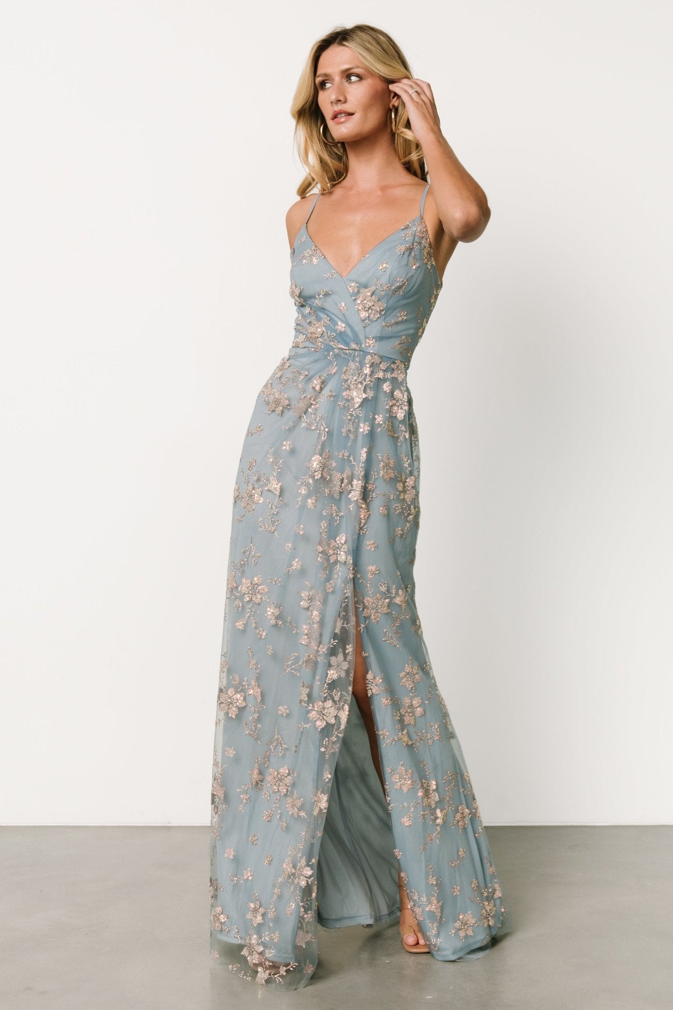 Marcia Sparkle Gown | Light Blue + Rose Gold Buy Cheap Discounts