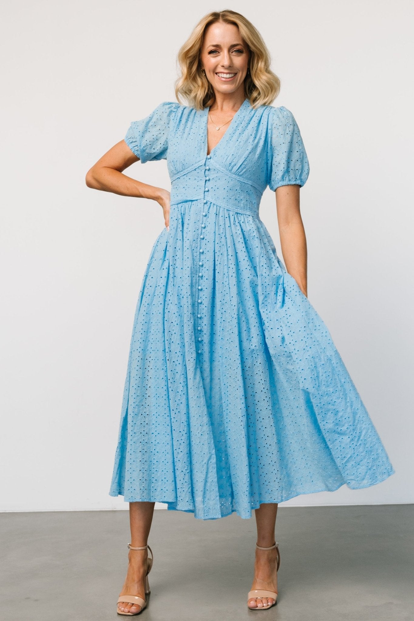 Esther Eyelet Midi Dress | Blue Visit Cheap Pice