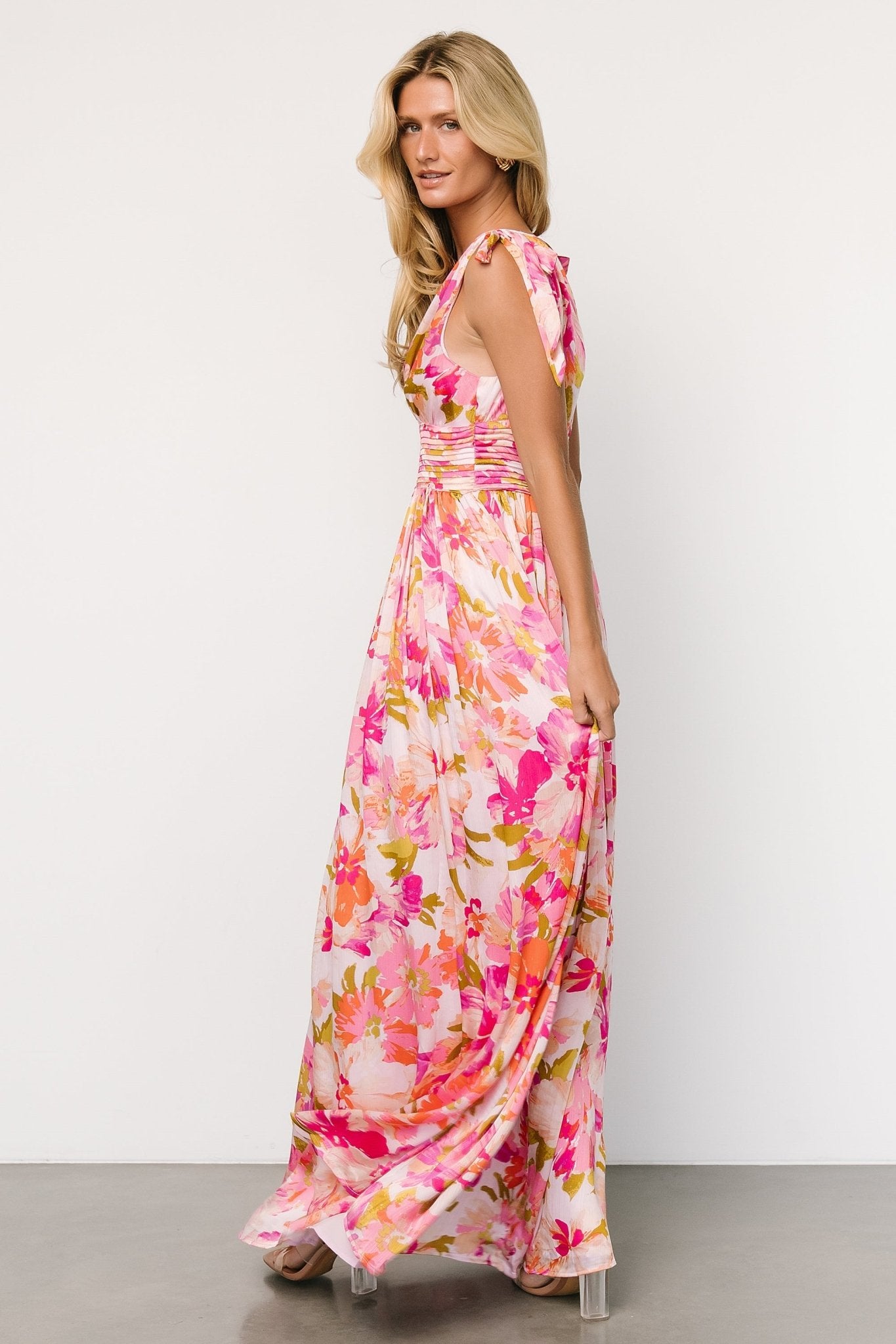 Zoe Tie Maxi Dress | Pink Multi Popular Sale Online