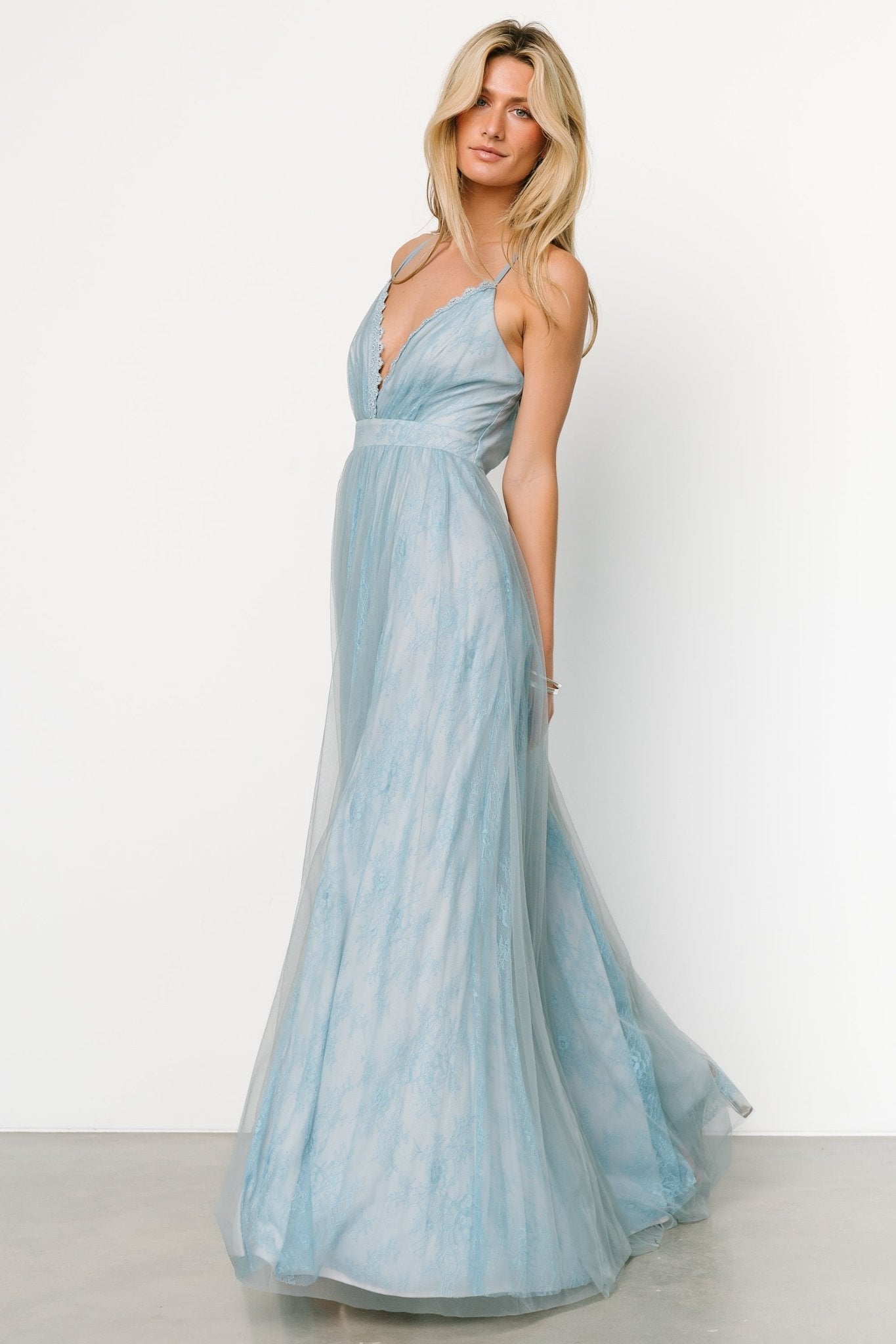 Vasia Lace Tulle Maxi Dress | Soft Blue Largest Supplier Cheap Pice