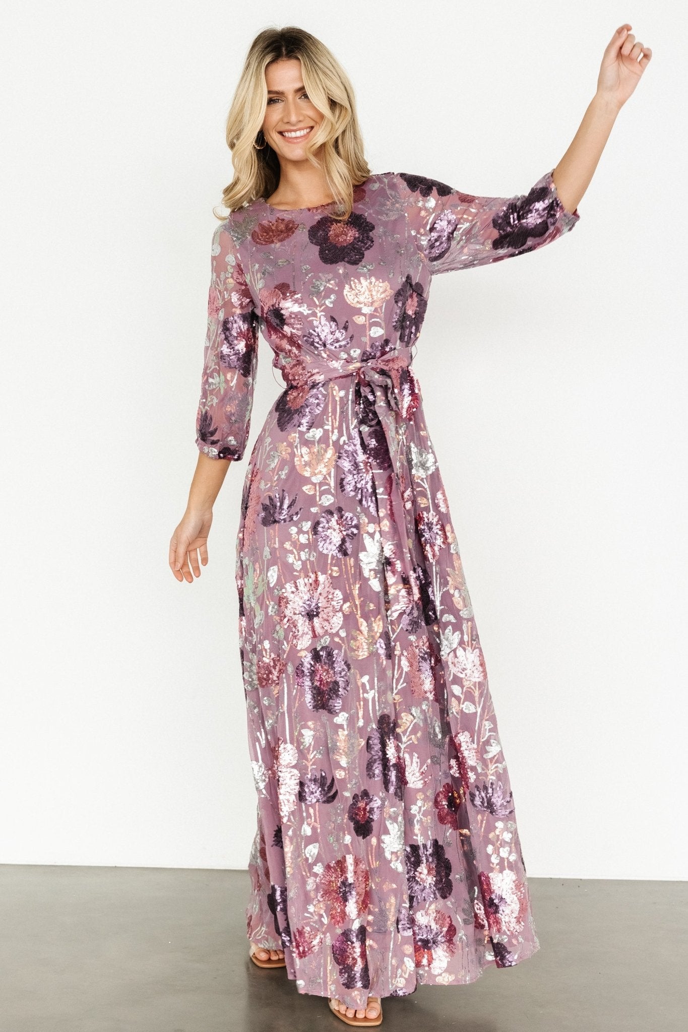 Destiny Sequin Maxi Dress | Lilac Floral Cheap Low Cost