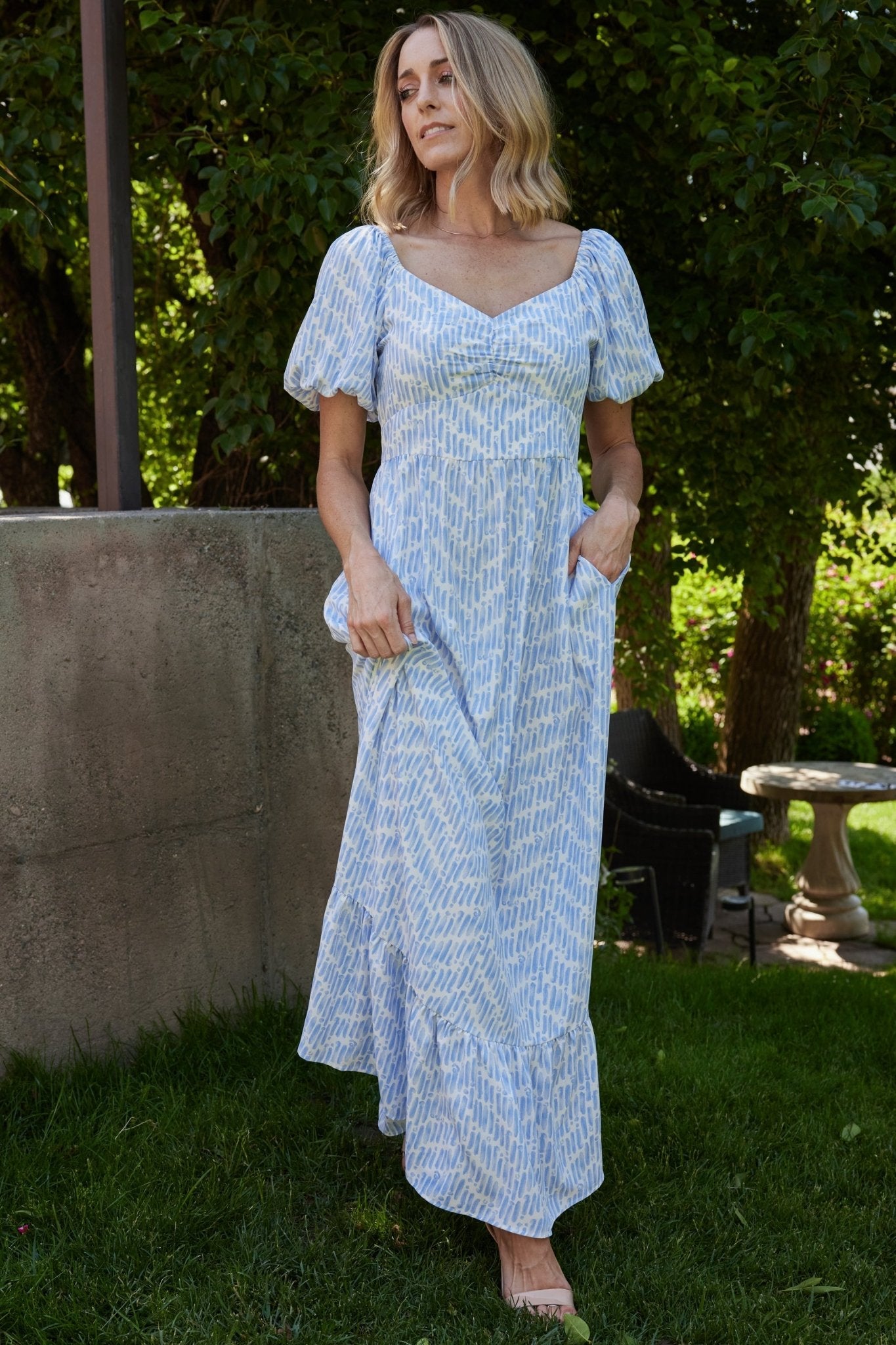 Durban Maxi Dress | Dusty Blue Print Cheap Best