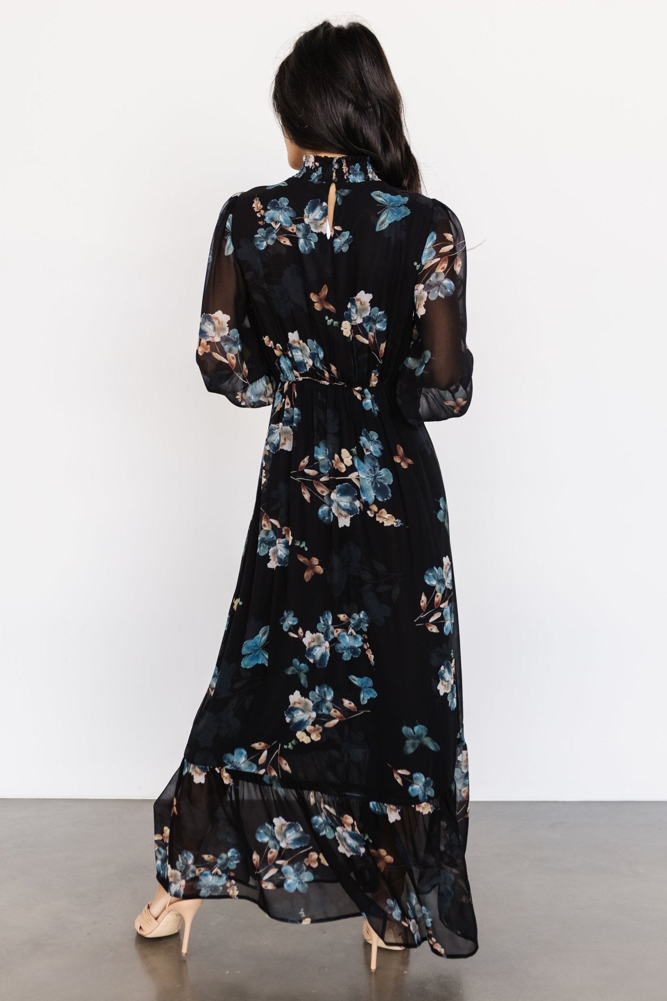 Luciana Maxi Dress | Black + Blue Discount Low Pice