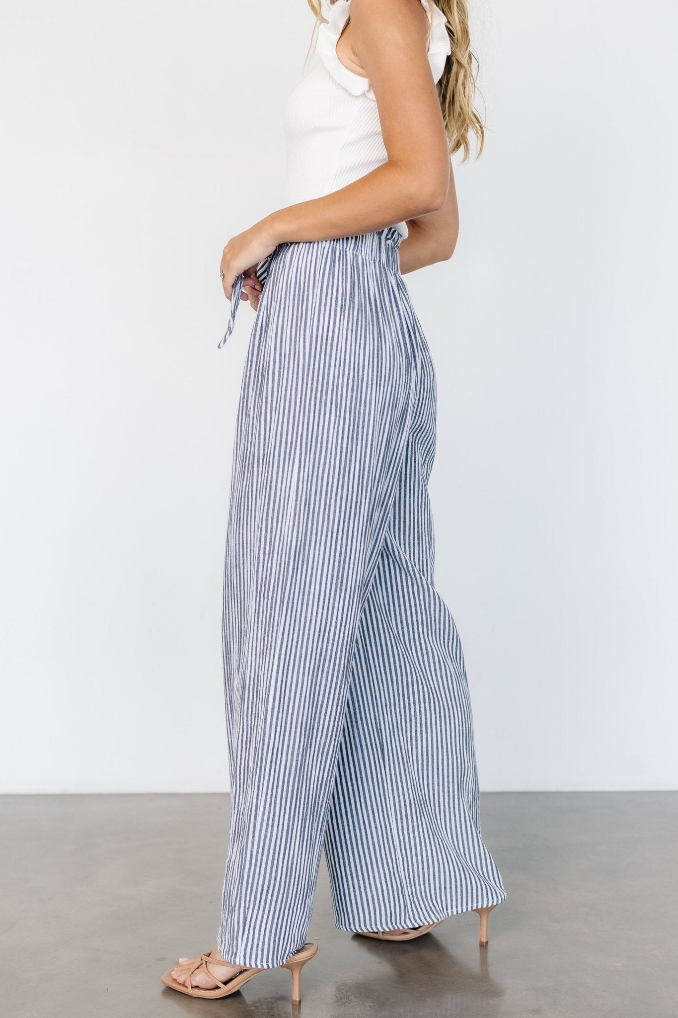 Delphi Wide Leg Pants | Navy Stripe Buy Cheap Authentic