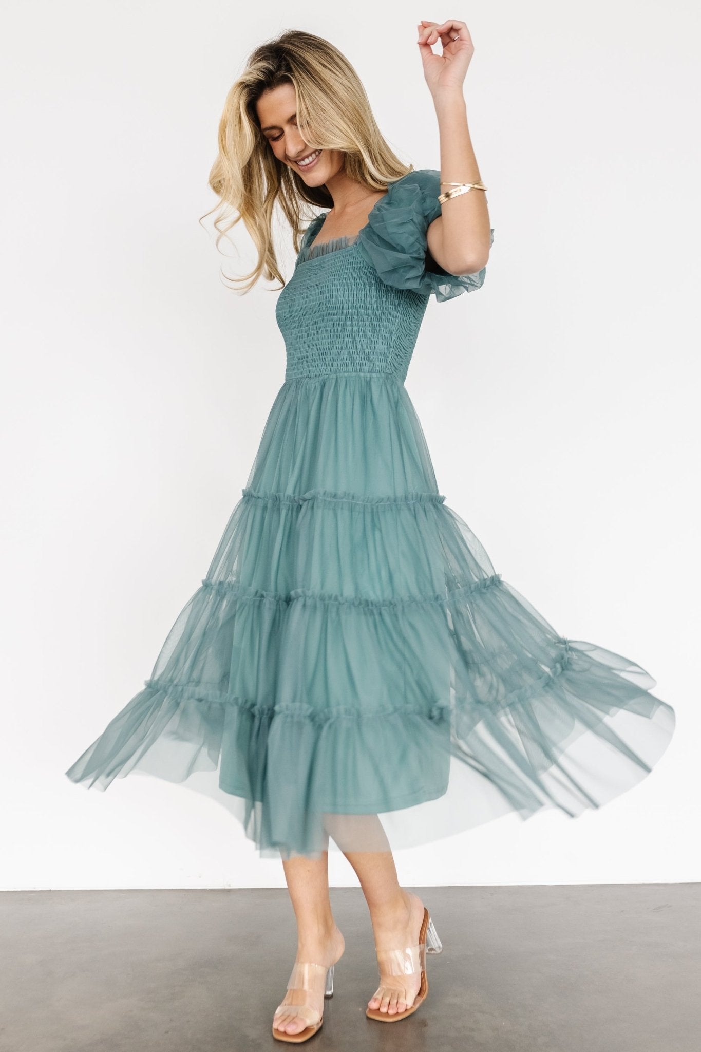 Liv Tulle Midi Dress | Eucalyptus Clearance Cheapest Pice