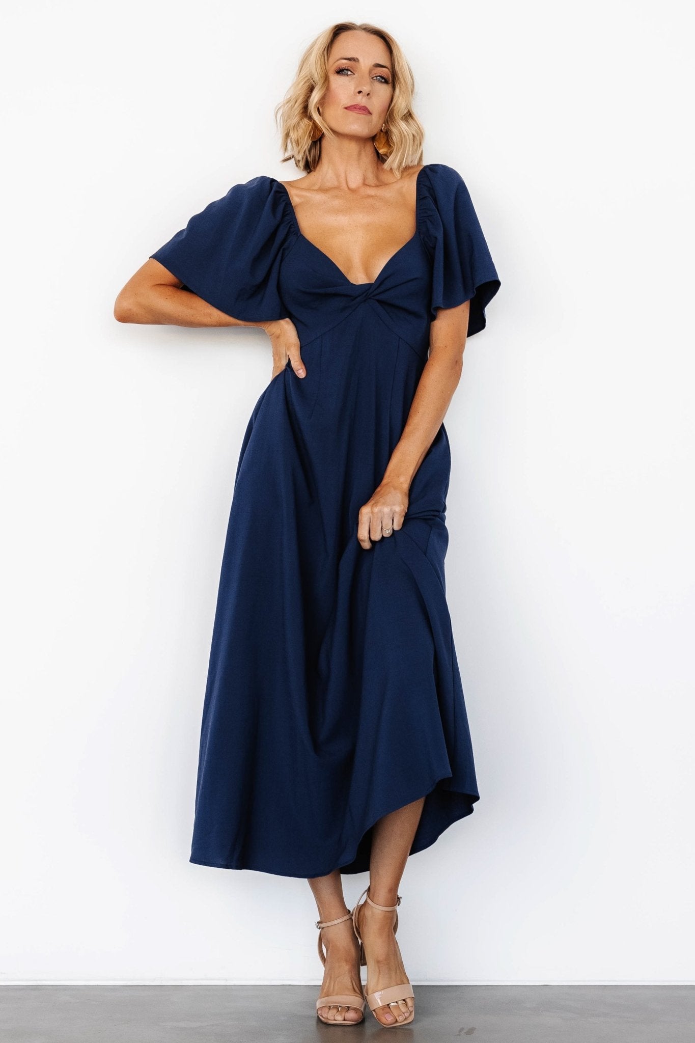 Indie Back Tie Dress | Navy Cheap Sale Inexpensive