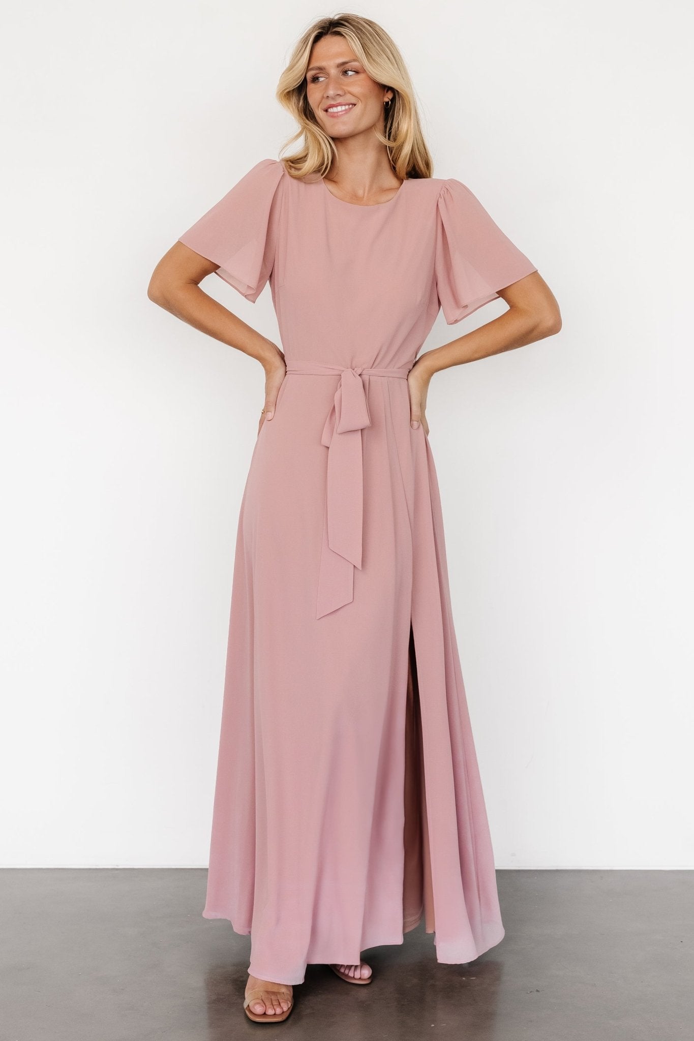 Naomi Short Sleeve Maxi Dress | Blush Pink Discount The Cheapest