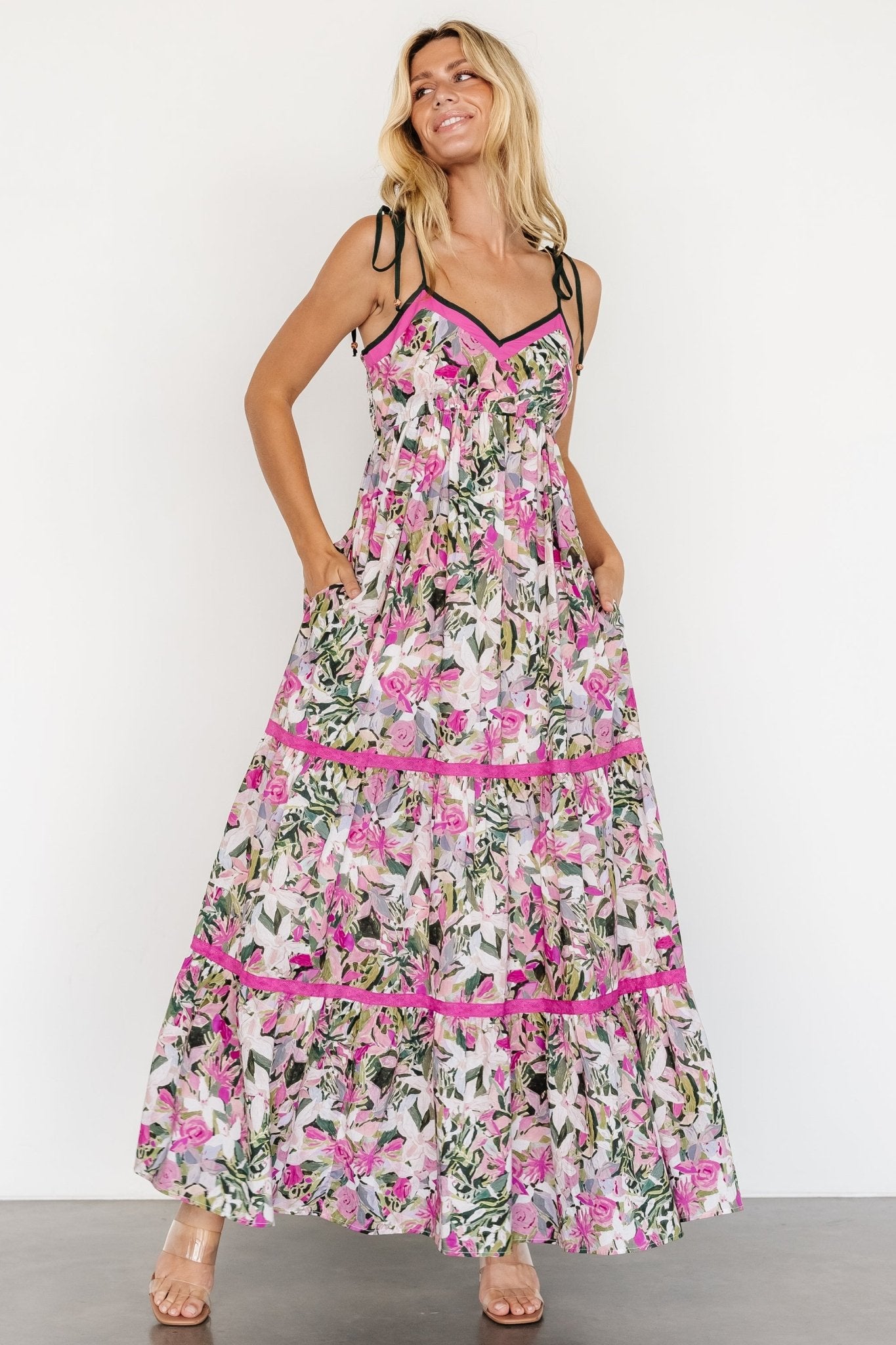 Pierrette Maxi Dress | Pink Multi Clearance Inexpensive