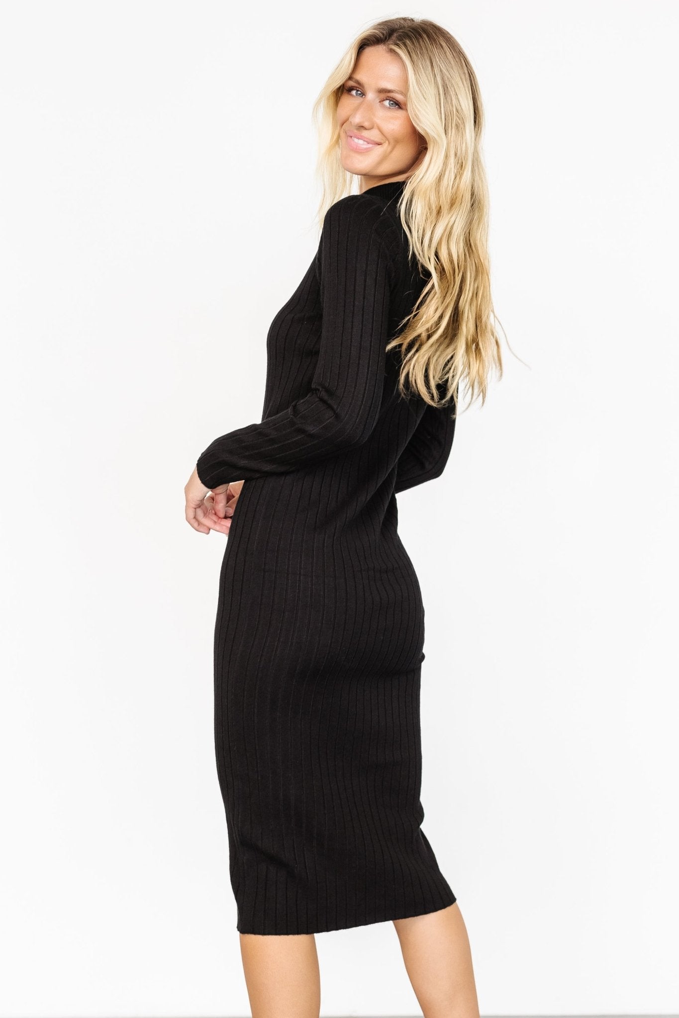 Jill Ribbed Midi Dress | Black Collections