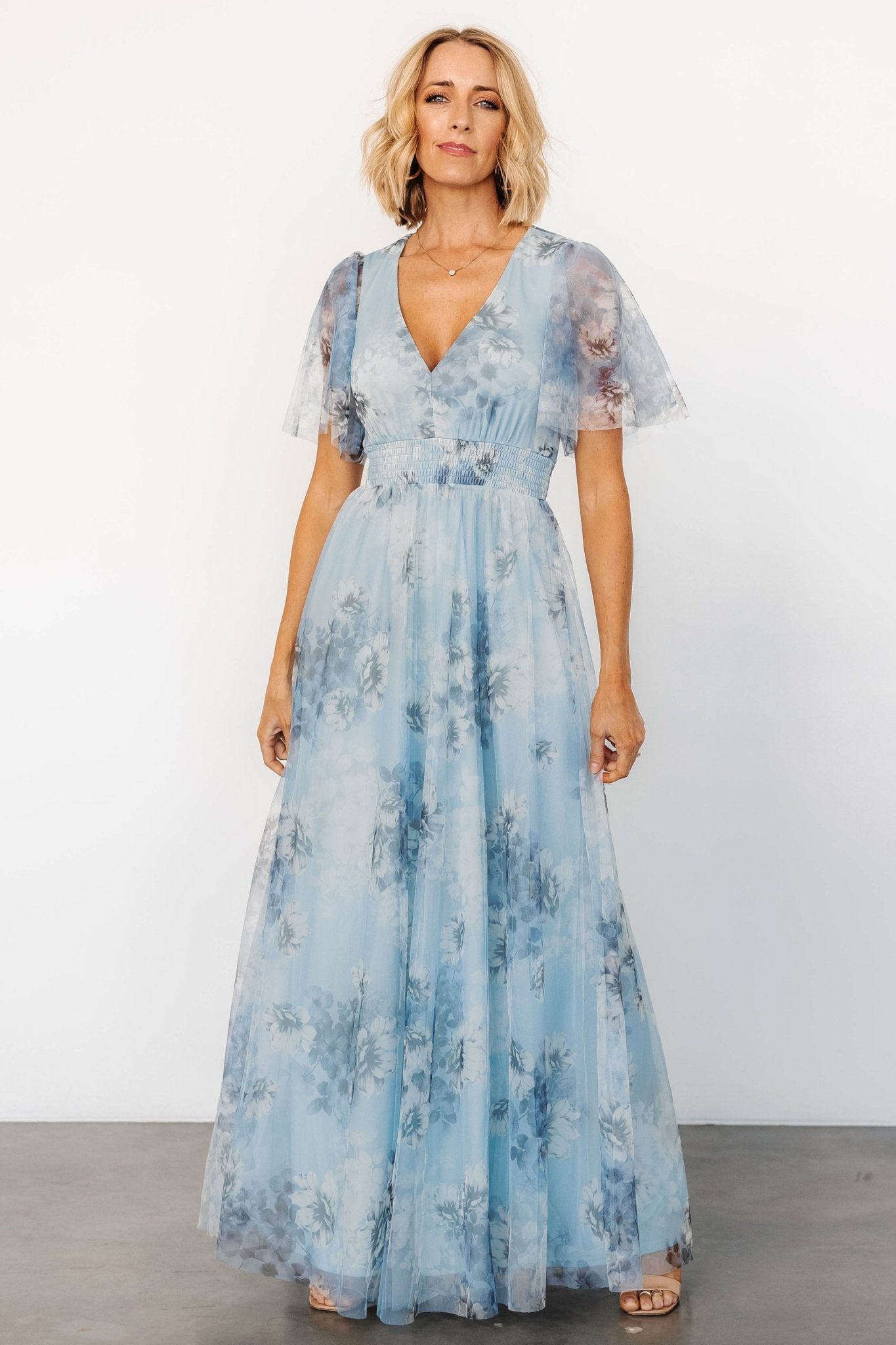 Cressida Tulle Maxi Dress | Blue + Off White Floral Discount Reliable