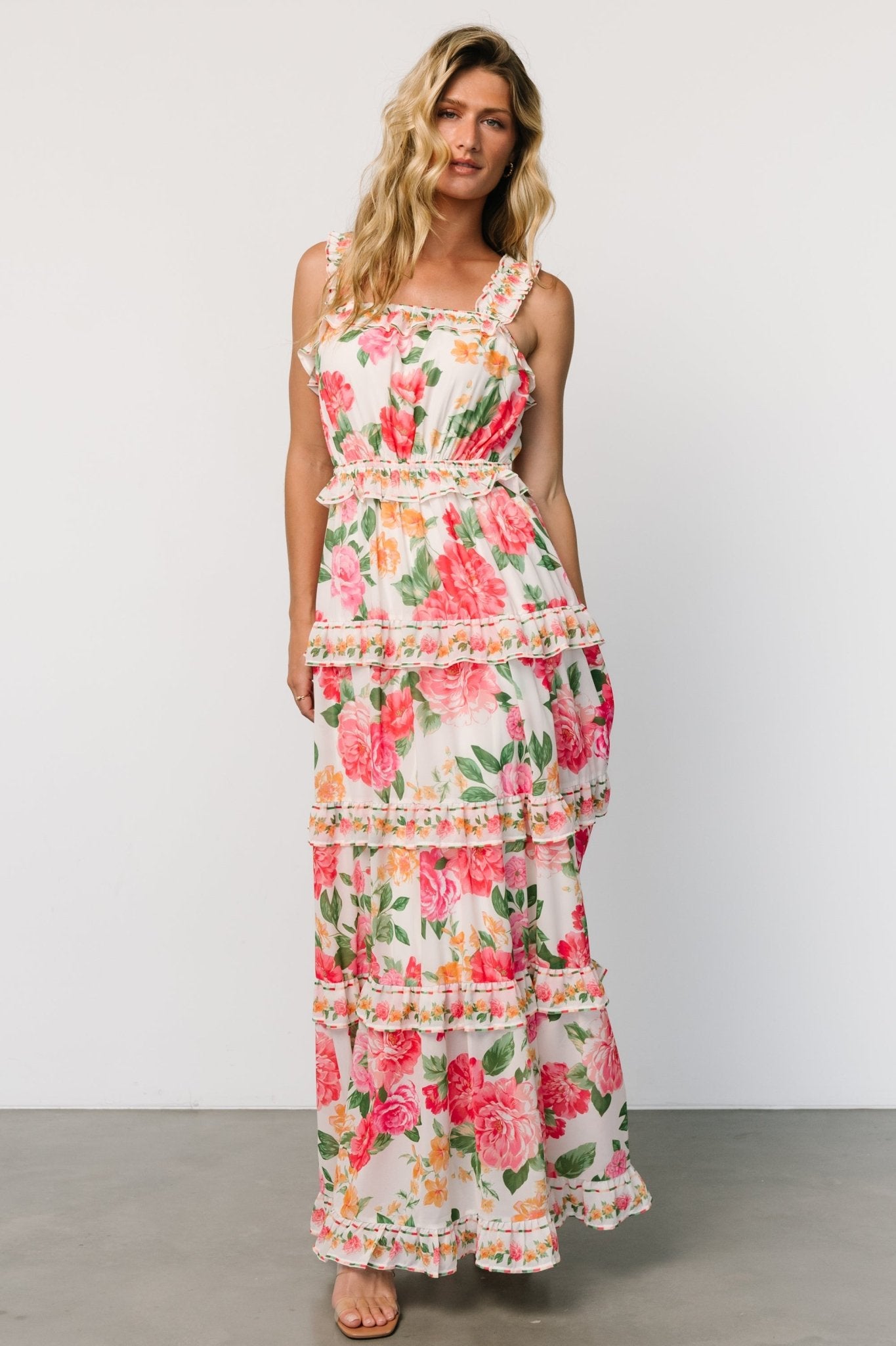 Julieta Tiered Maxi Dress | Off White Floral Quality Original