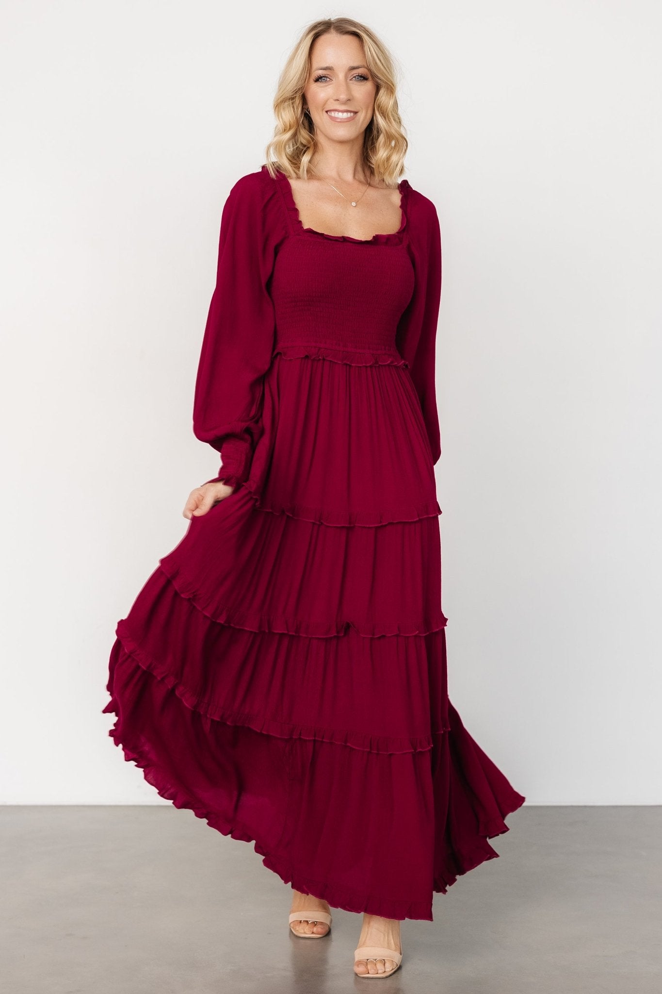 Lana Smocked Maxi Dress | Merlot Discount Nicekicks