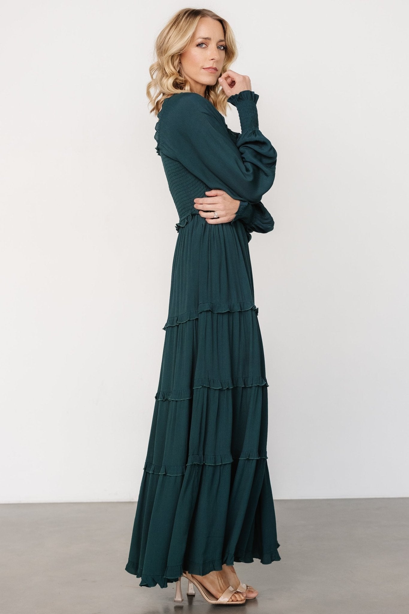 Lana Smocked Maxi Dress | Dark Green Grey Outlet Store Online