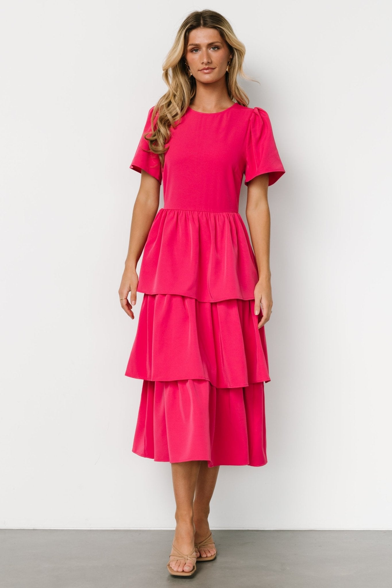 Cadenza Tiered Maxi Dress | Deep Pink Newest Online