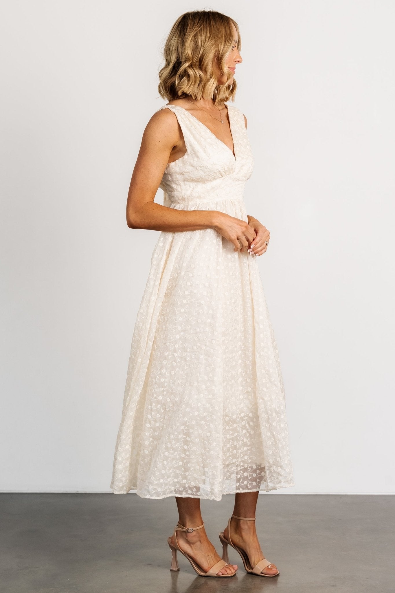 Thalia Embroidered Tank Midi Dress | Vintage Cream Tumblr Cheap Online