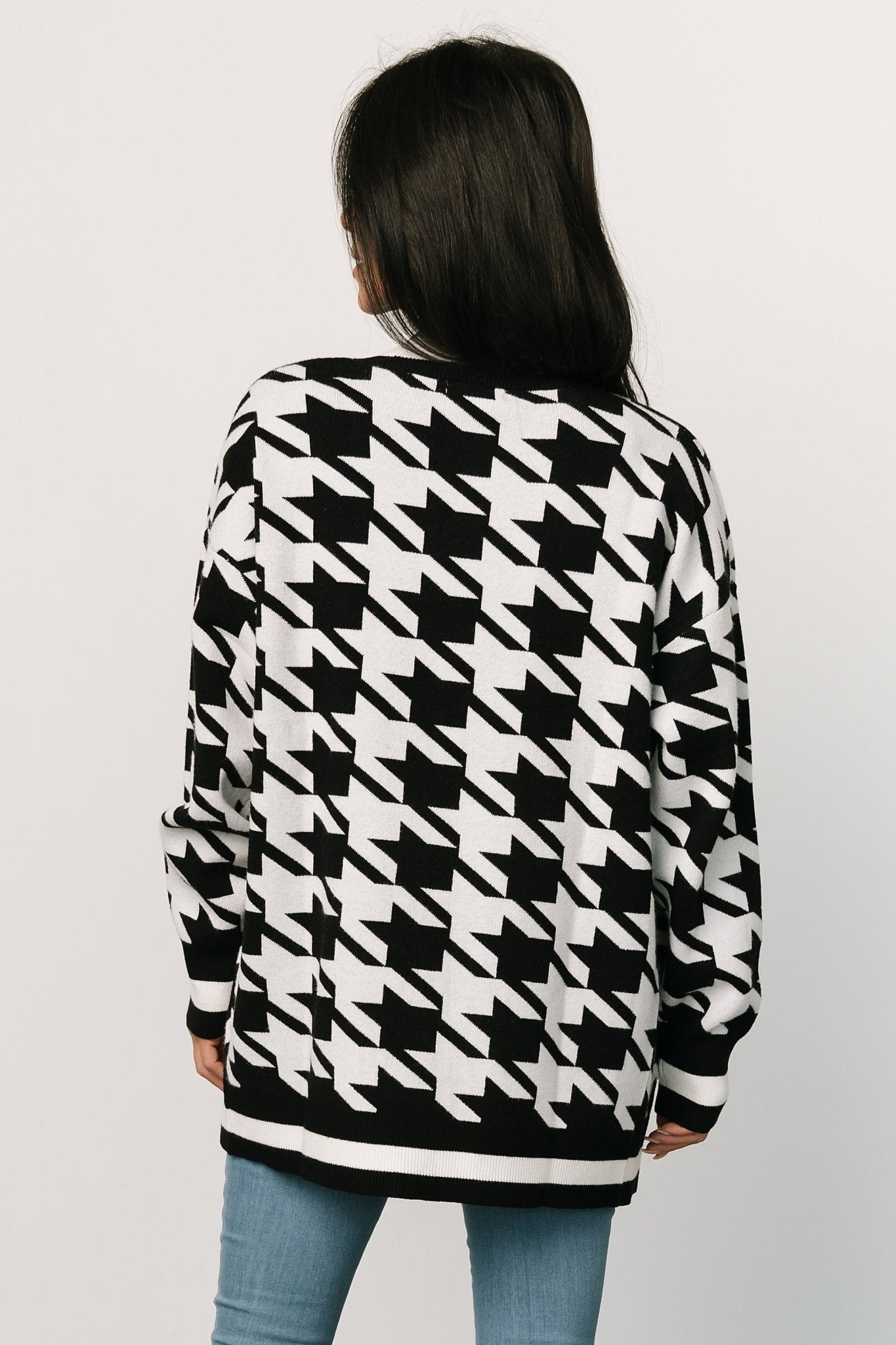 Leroy Houndstooth Cardigan | Black + White Shop Offer Online