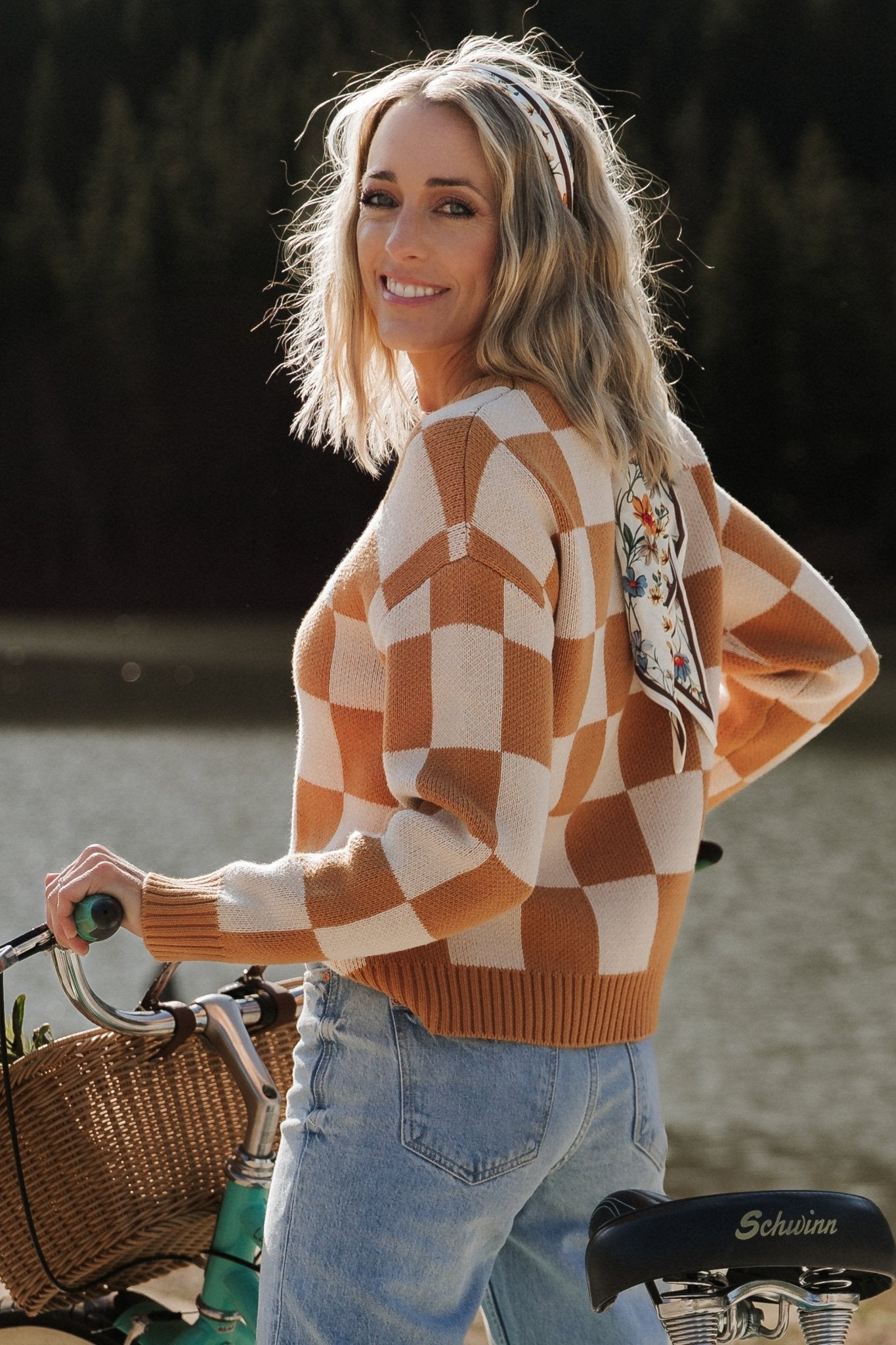 Quincy Checkered Sweater | Pumpkin Spice Get To Buy For Sale