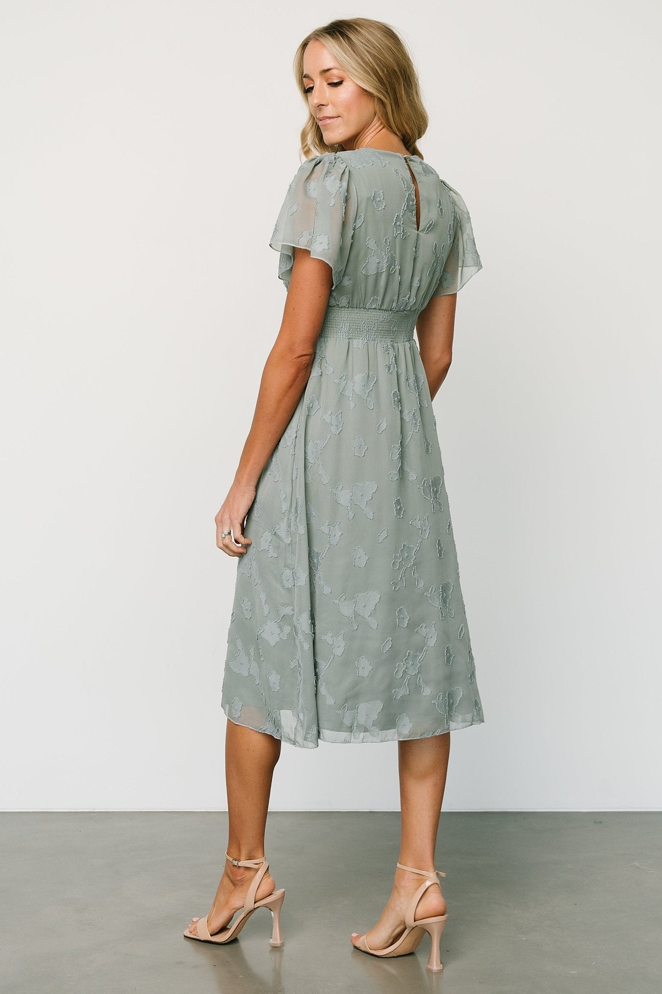 June Smocked Midi Dress | Eucalyptus Buy Cheap Outlet Locations