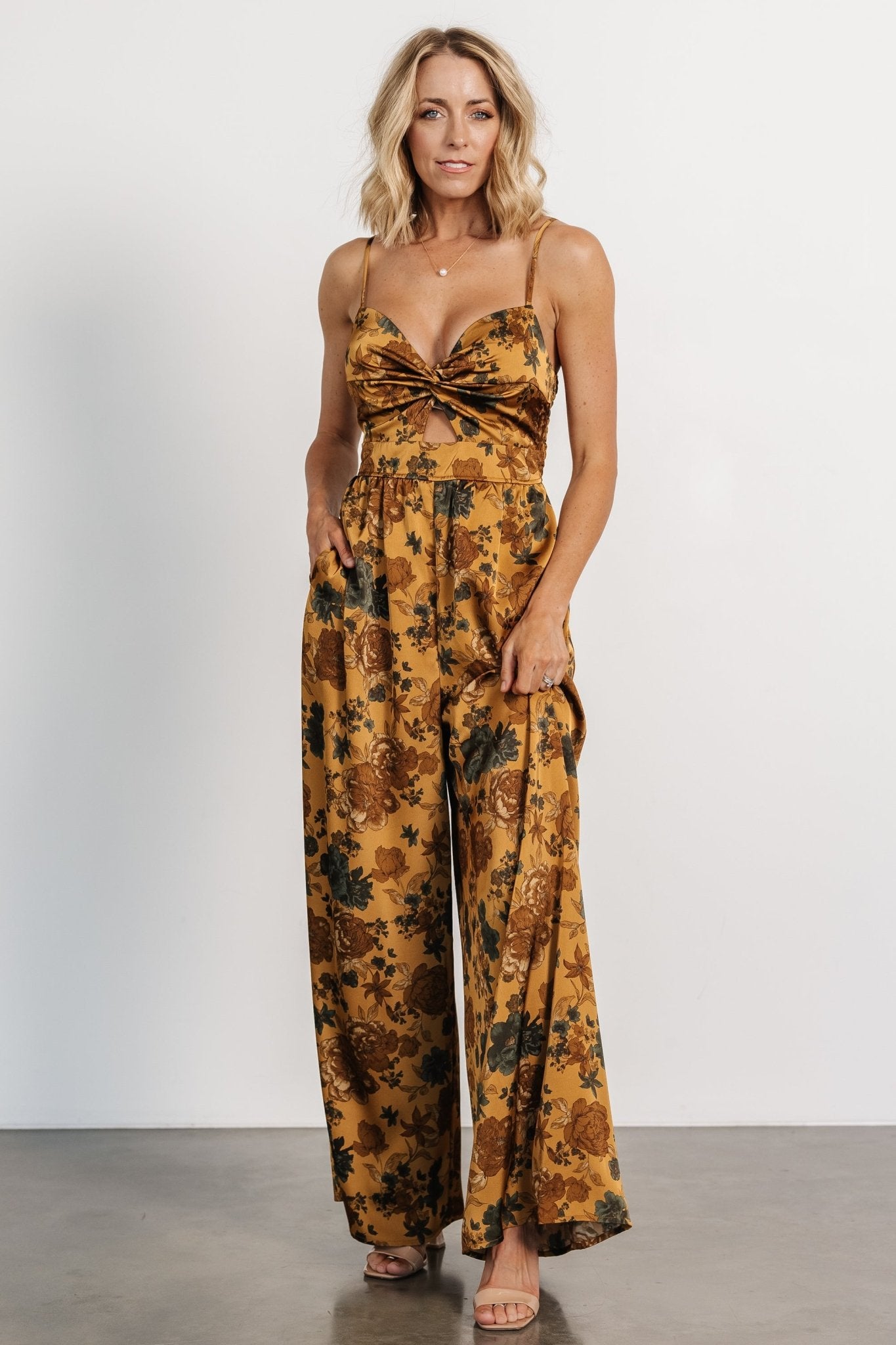 Khloe Wide Leg Jumpsuit | Gold Multi Online Sale