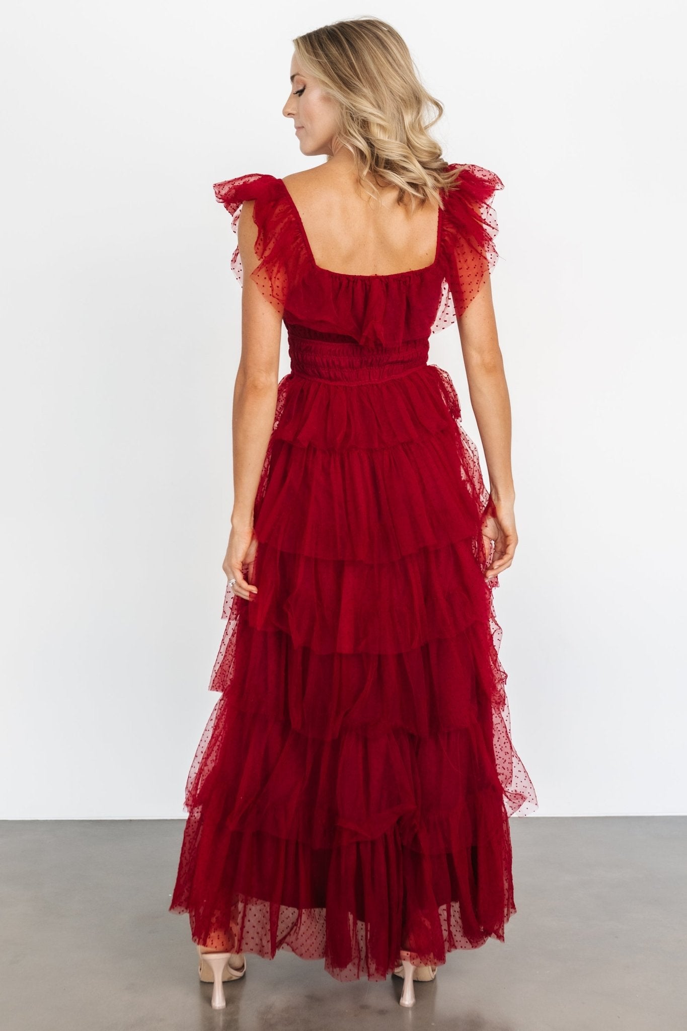 Valora Swiss Dot Tulle Maxi Dress | Wine Outlet Geniue Stockist