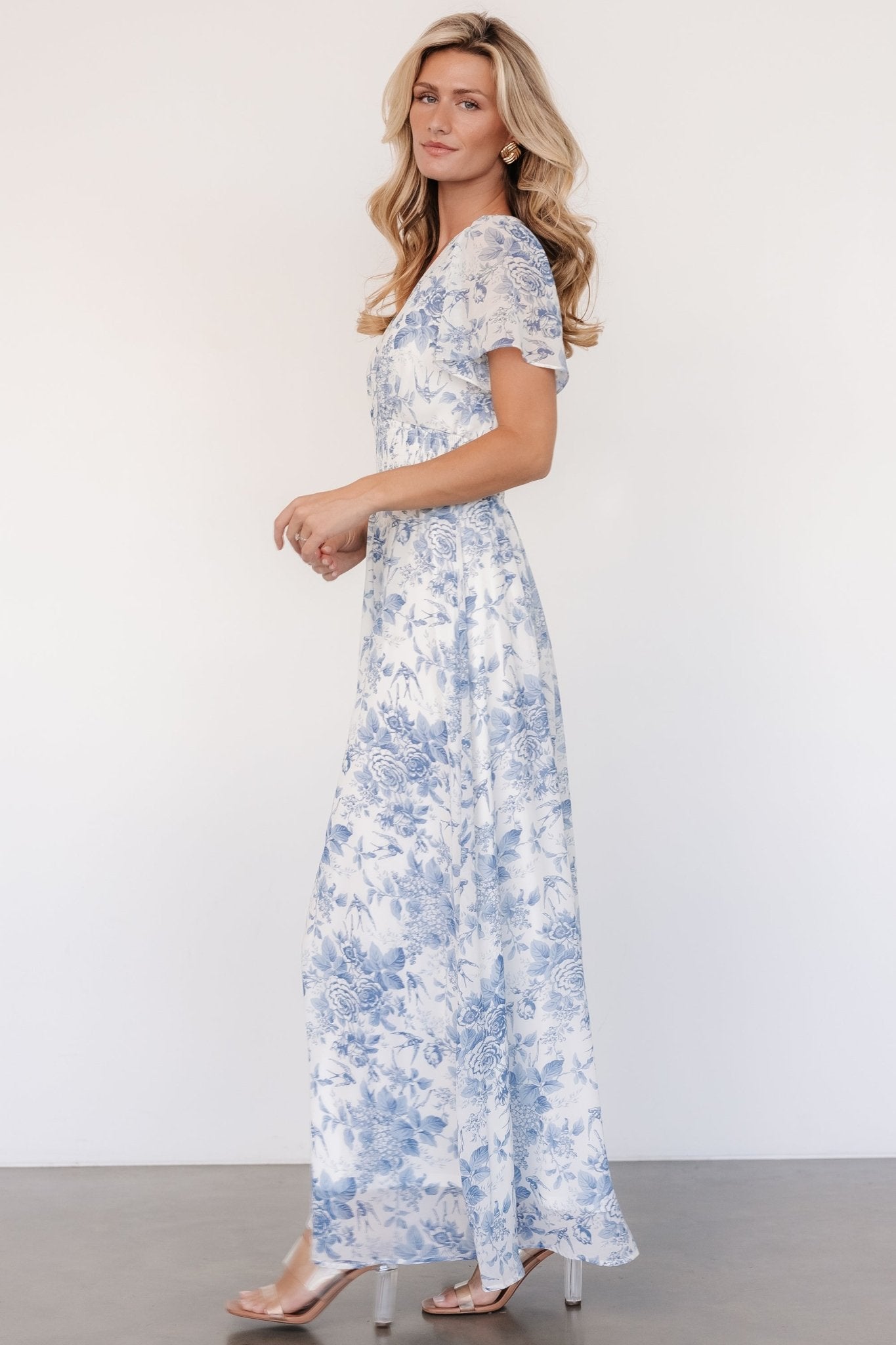 Birdie Maxi Dress | Off White + Blue Buy Cheap 2025 Newest